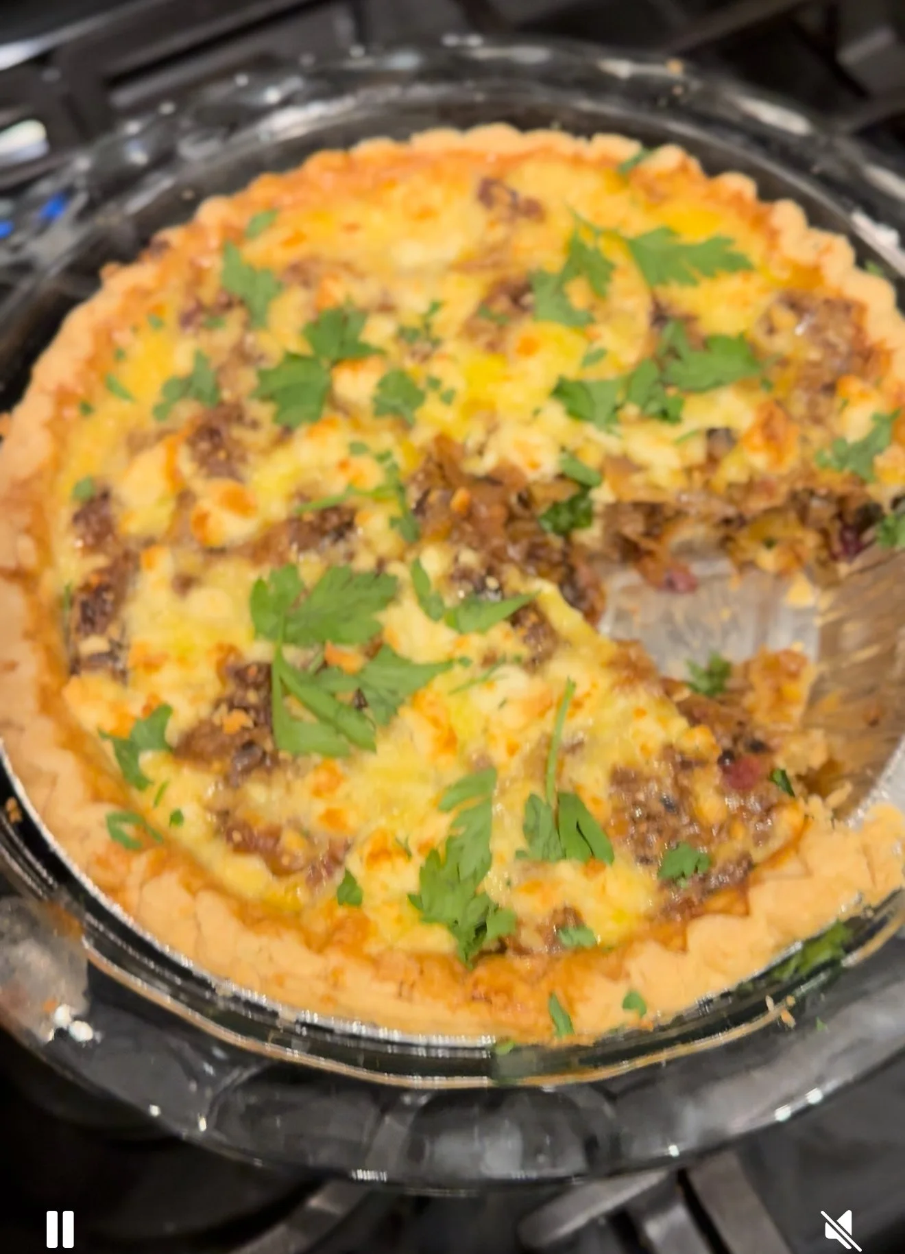 Caramelized Leek, Mushroom &amp; Feta Quiche (Bacon added for greatness)