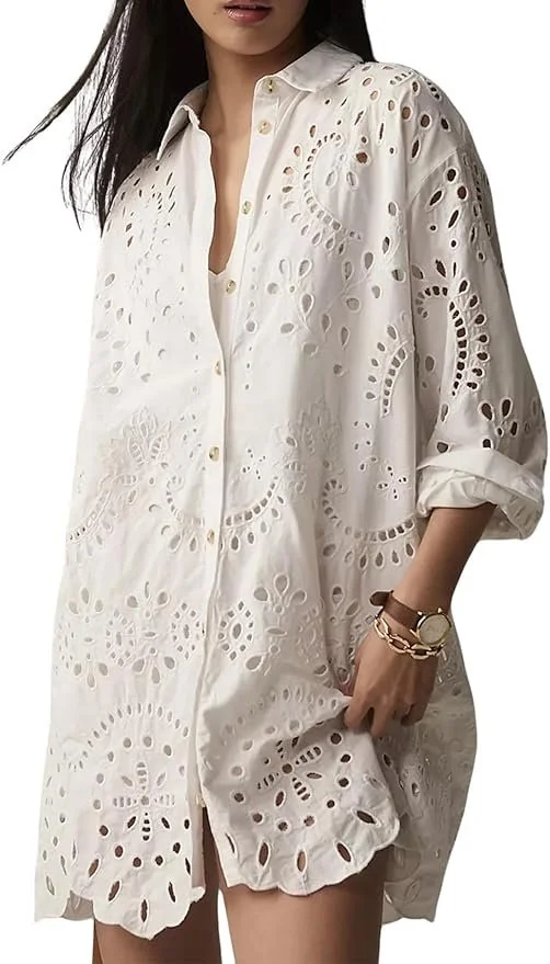 Eyelet Lace Button Down Drewss 