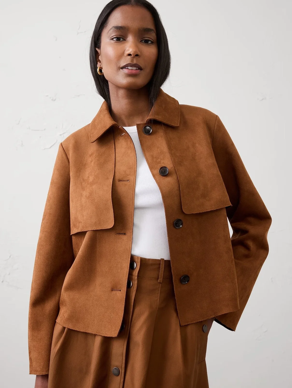 Vegan Suede Short Trench