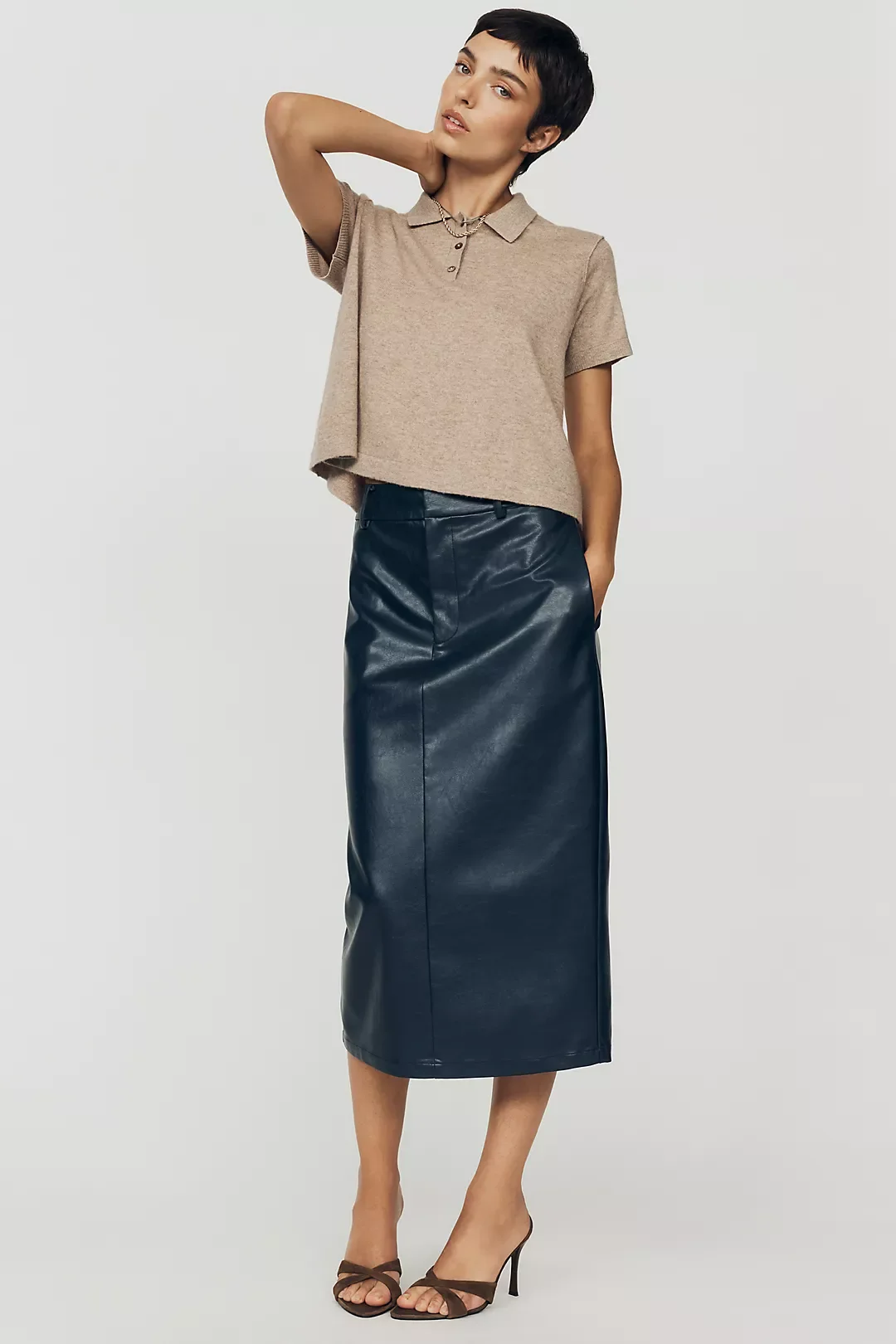 Mare Mare Faux-Leather Midi Pencil Skirt