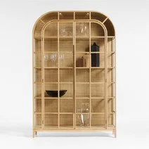 Atrium 58" Natural White Oak and Glass Lighted Storage