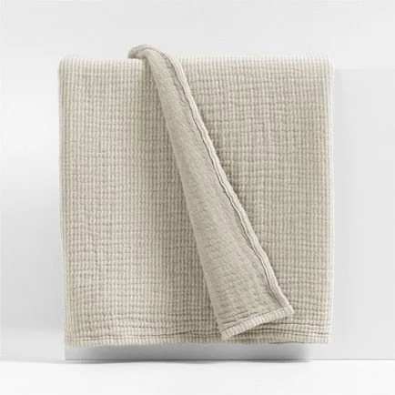 Reversible Stripe Gauze 80""x80"" Taupe Brown 
