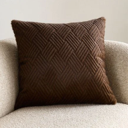 CiCi Faux Fur 23"x23" Chocolate Brown Throw Pillow