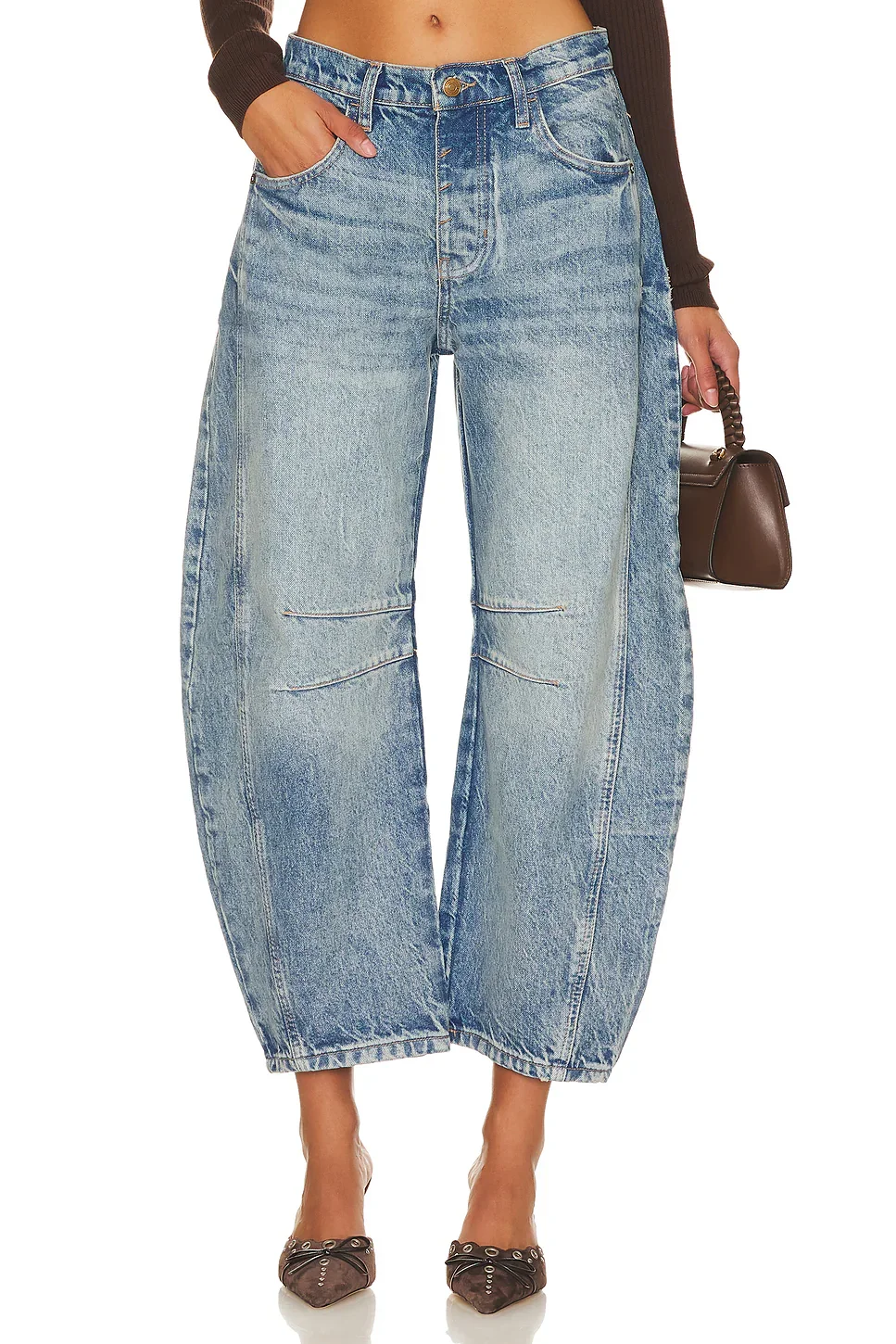 We The Free Good Luck Mid Rise Barrel Jeans