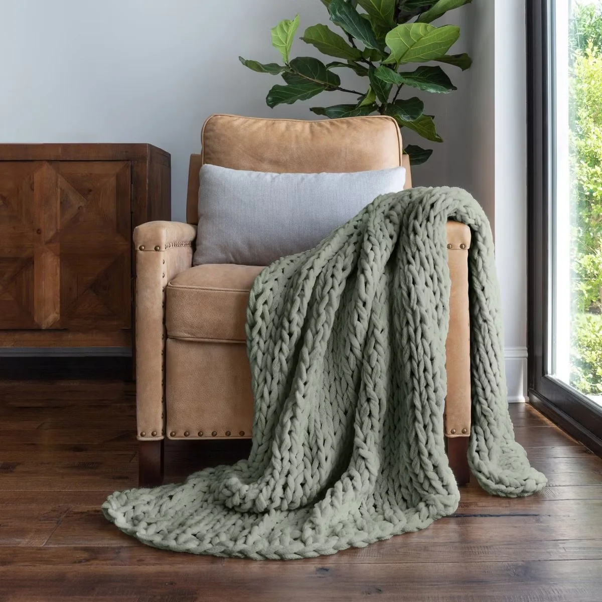 Chunky Knit Handmade Throw Blanket 