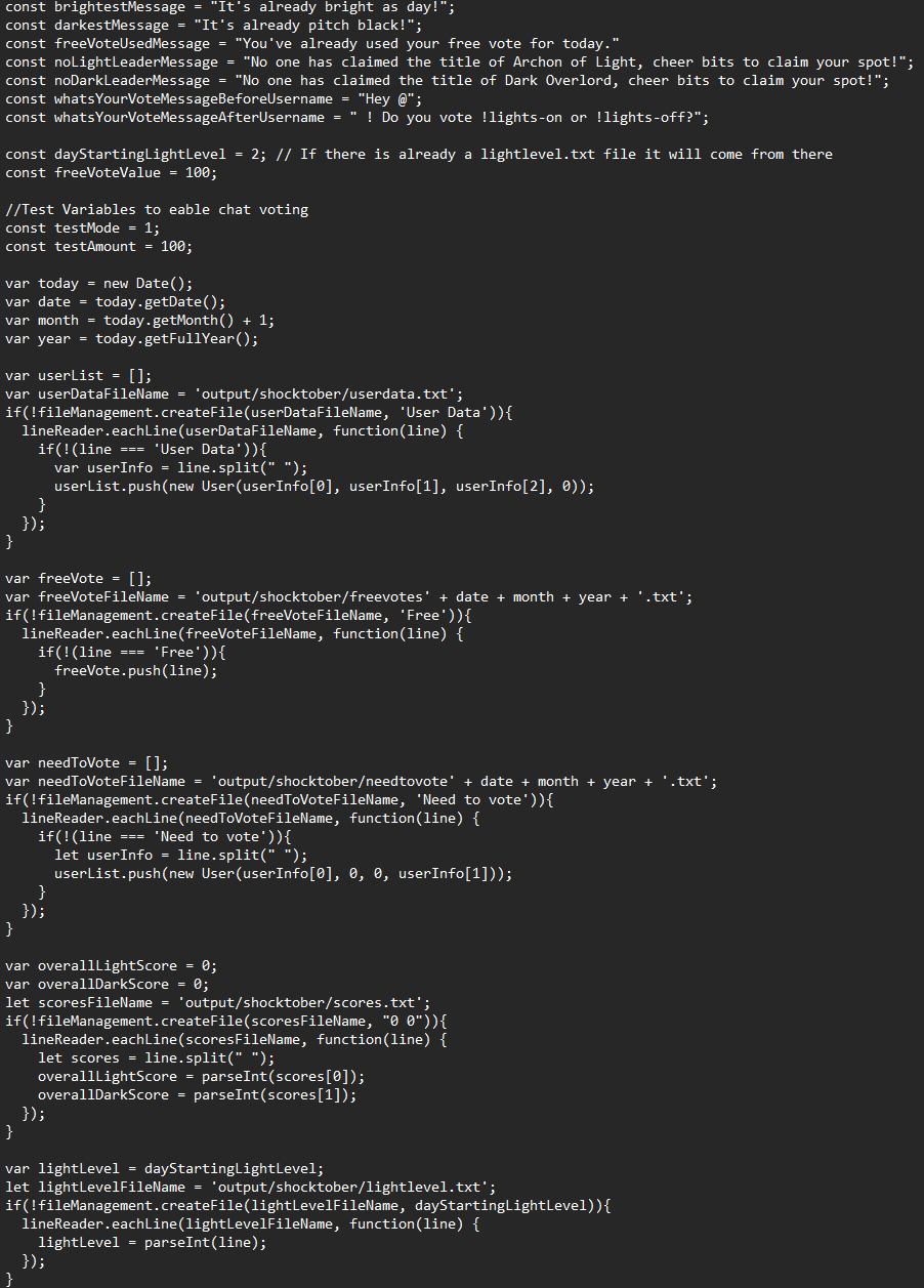 Example code from the Shocktober Bot