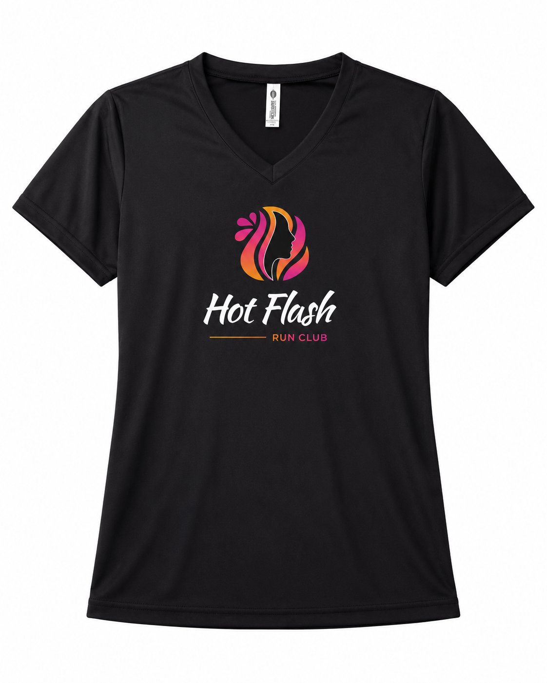 Hot Flash Run Club Women's Black Performance V-Neck Tee