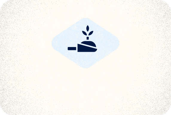 Icon of a sprouting plant emerging from a soil bed.