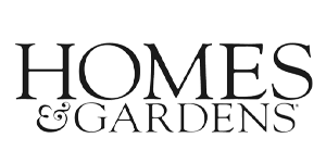 "Homes & Gardens" logo in black text on a white background.