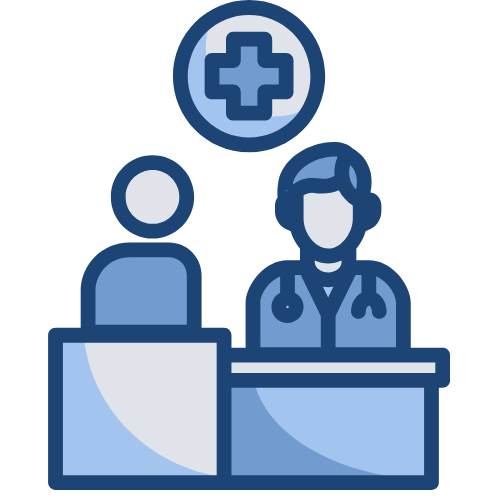 Icon showing medical professionals representing clinical trial site staff.