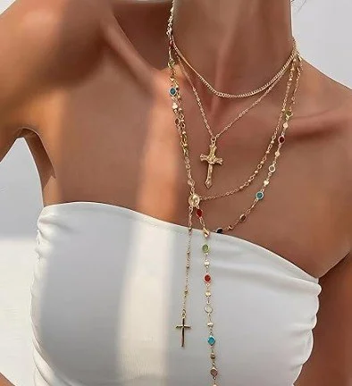 4 Piece Layered Cross Necklace
