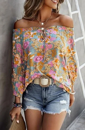 Women's Off Shoulder Floral Blouse