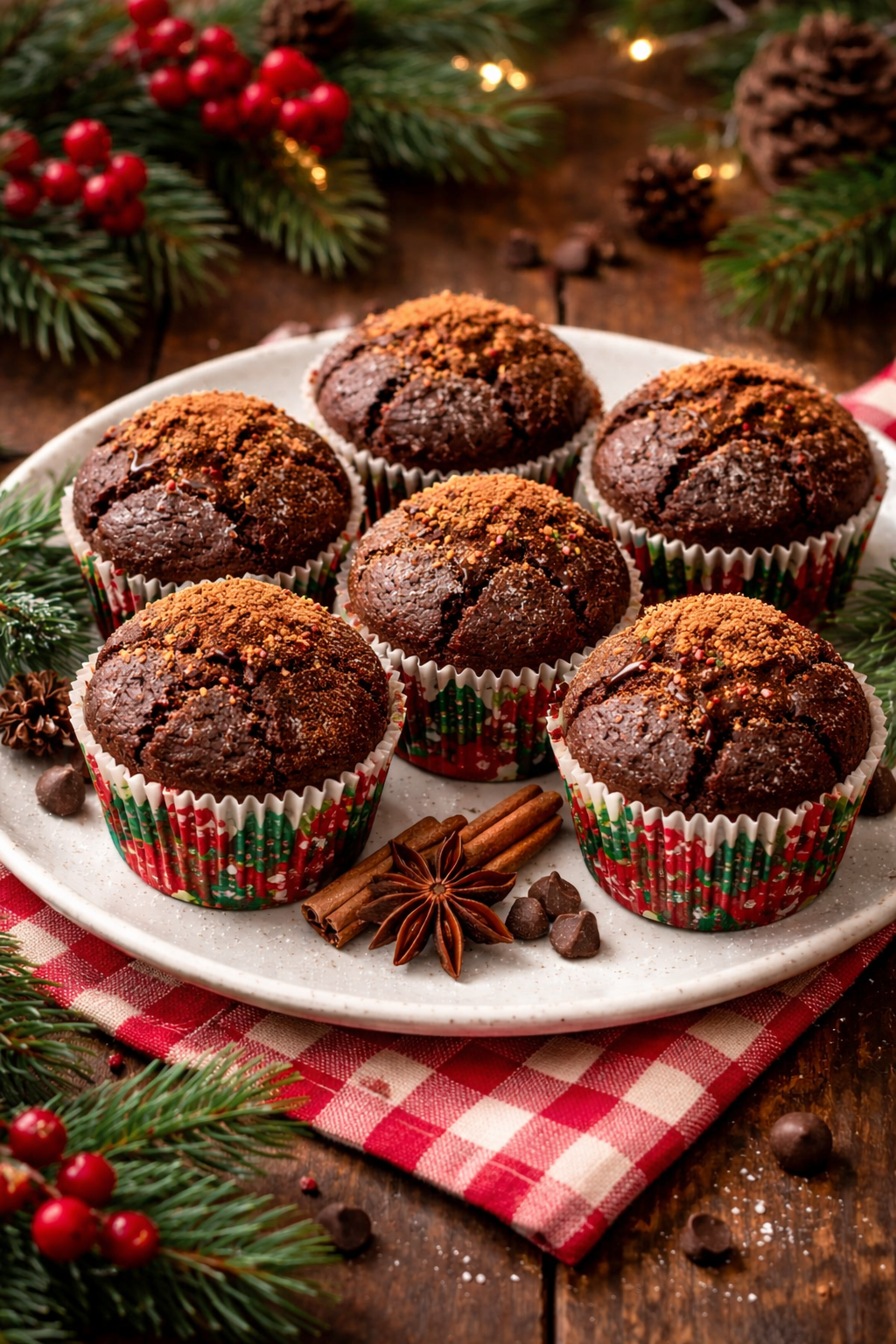 ChocolateSpice Fudge Muffins: Baked