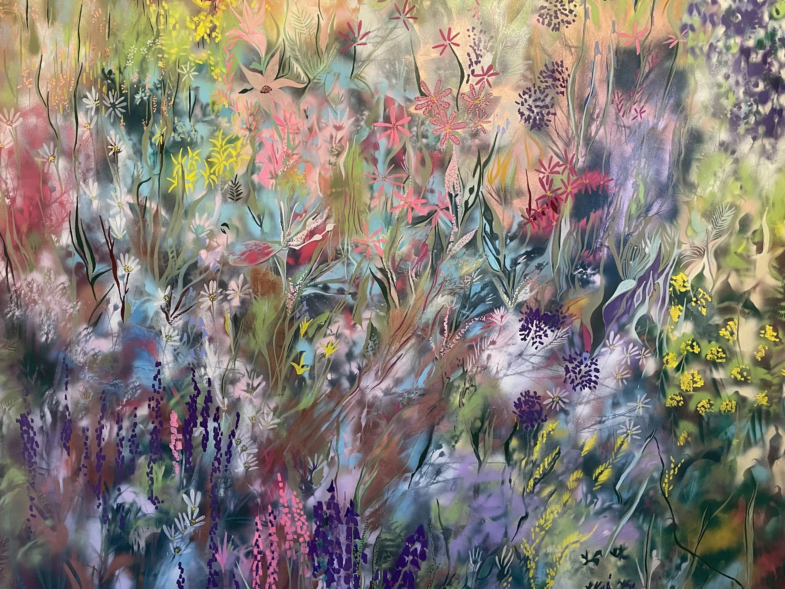 A botanical mural in a private residence