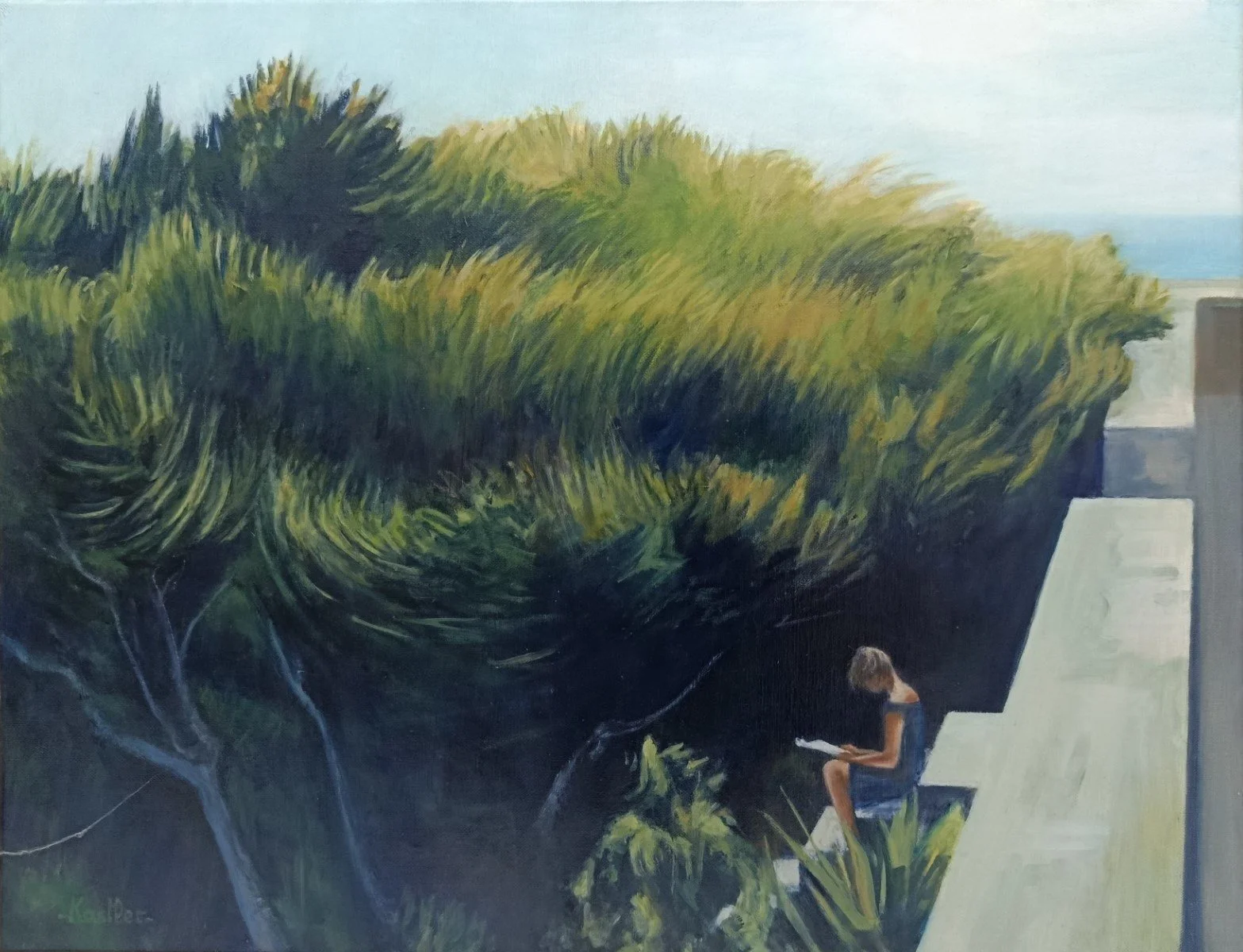 Sous le vent (huile sur toile, 65x50cm). Disponible