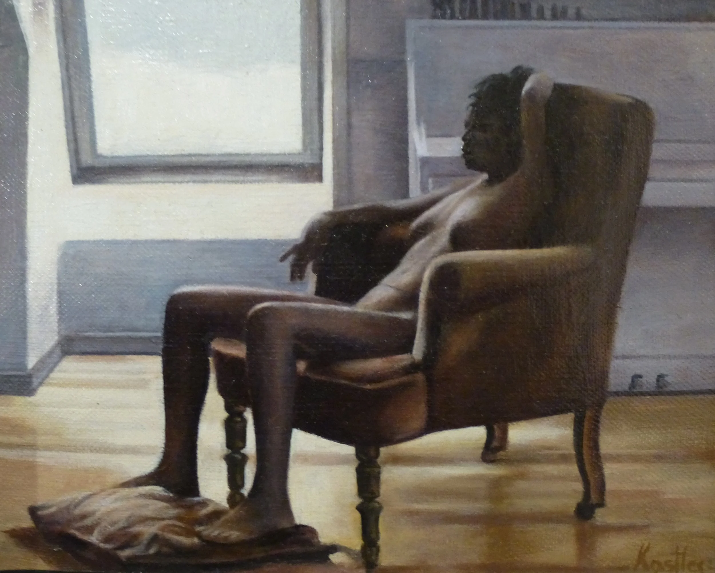 Variations sur un fauteuil 2 (huile sur toile, 24x19cm). Disponible