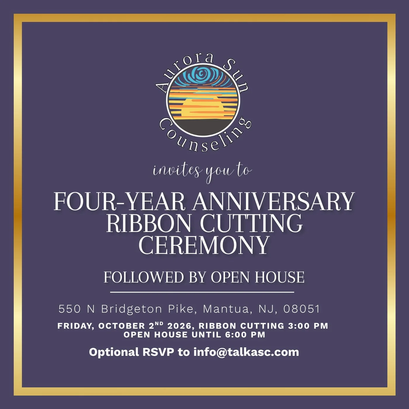 Aurora Sun Turns 4: Join Us at Our Anniversary Ribbon Cutting and Open House!