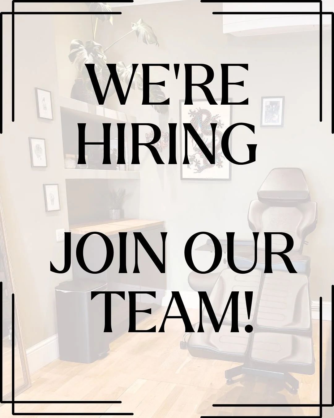 We&rsquo;re Hiring!! ✨
.
If you&rsquo;re a Tattoo Artist and are looking for your next adventure, please get in touch as we&rsquo;d love to hear from you.

We&rsquo;re looking for someone with atleast 2 years experience, a strong portfolio and a pass