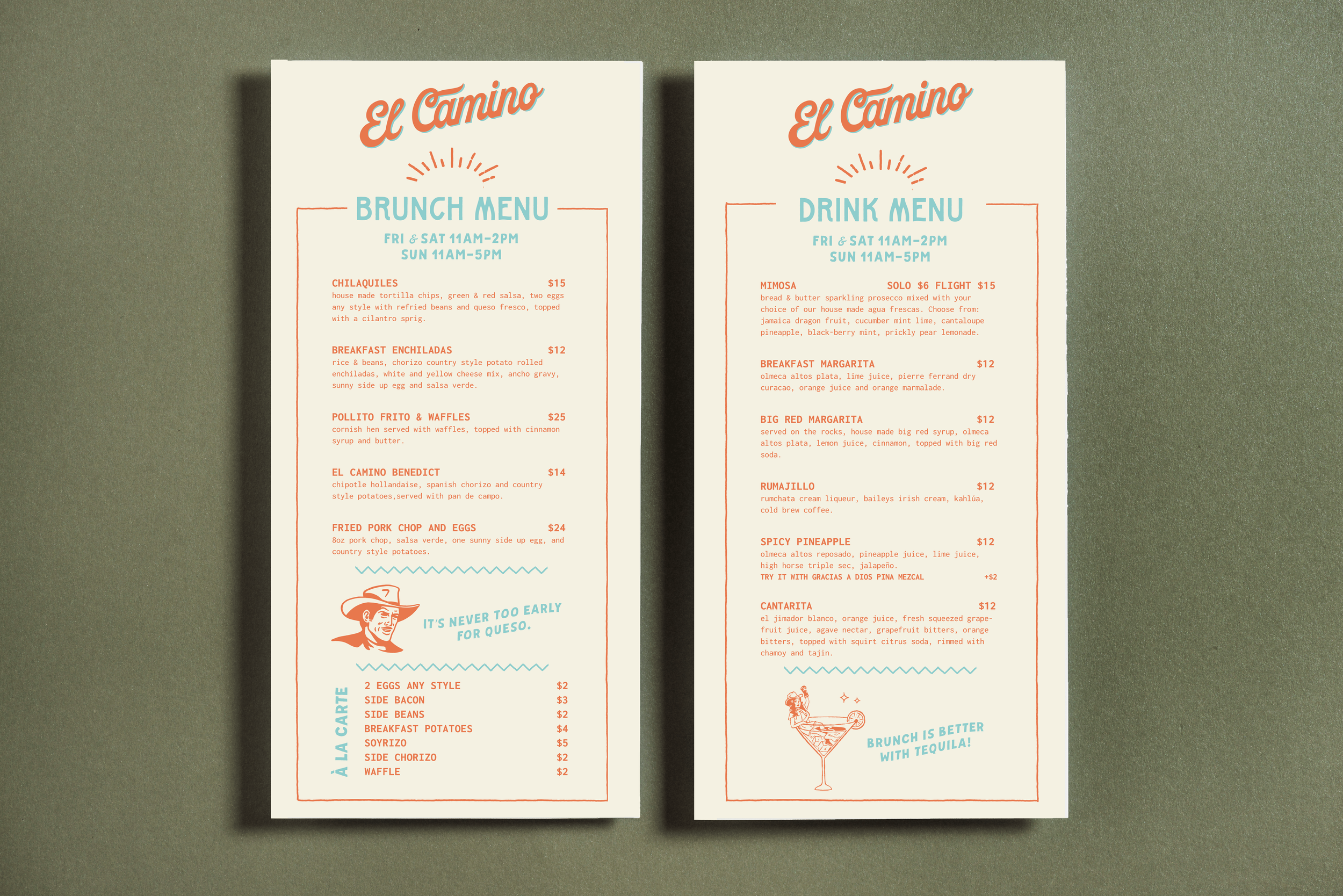 El Camino brunch menu mockup