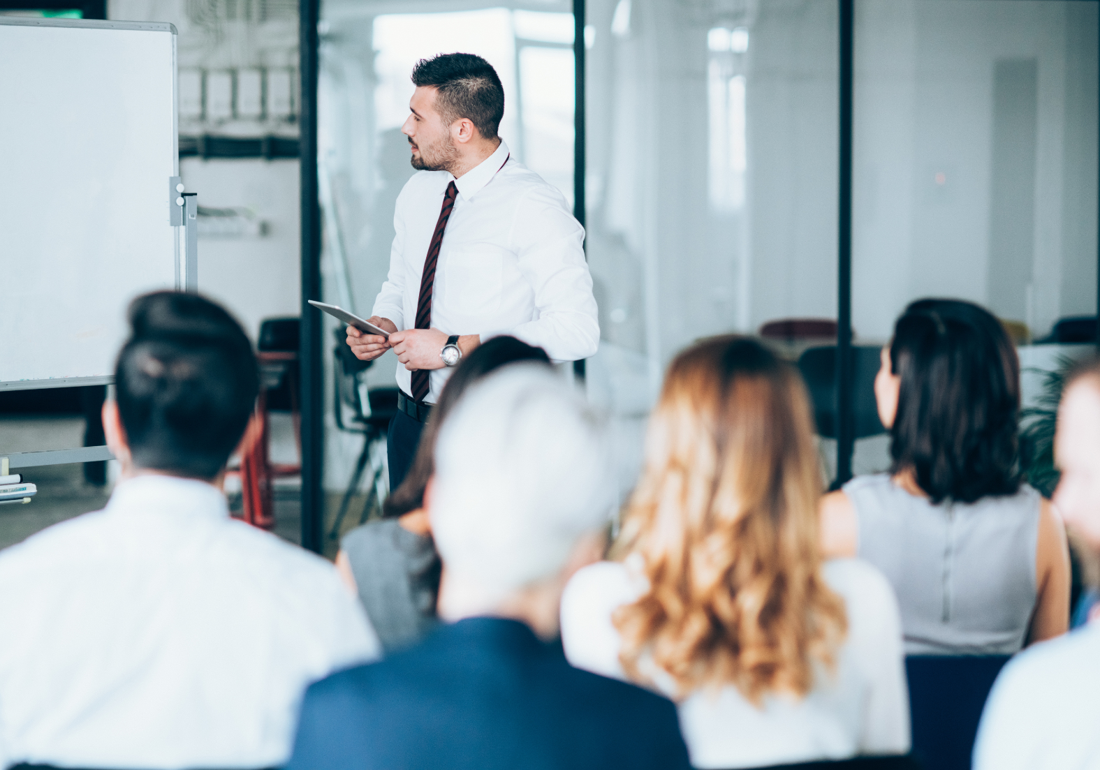 Man conducting security training lecture