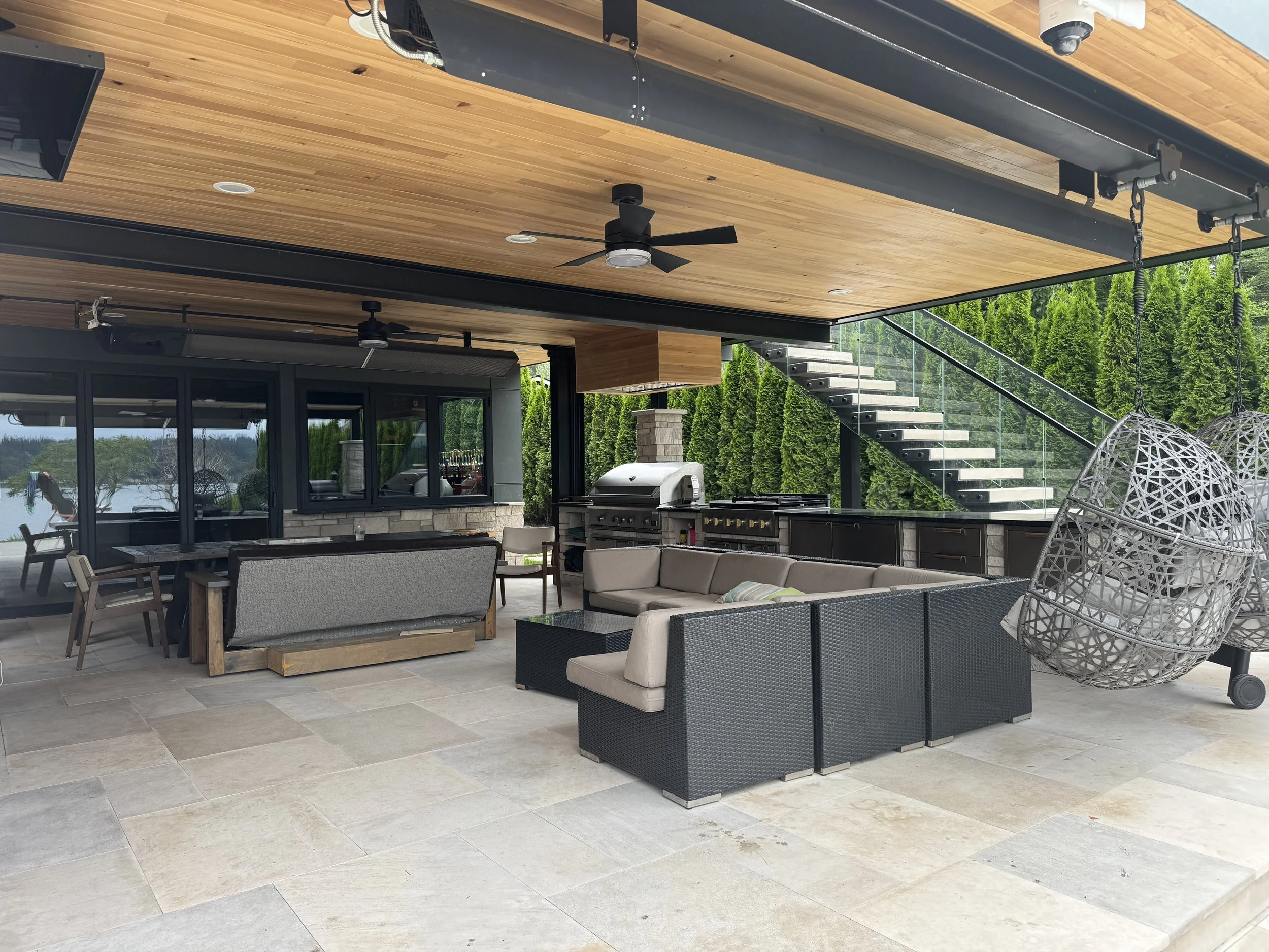 waterproof deck above with year round outdoor living below