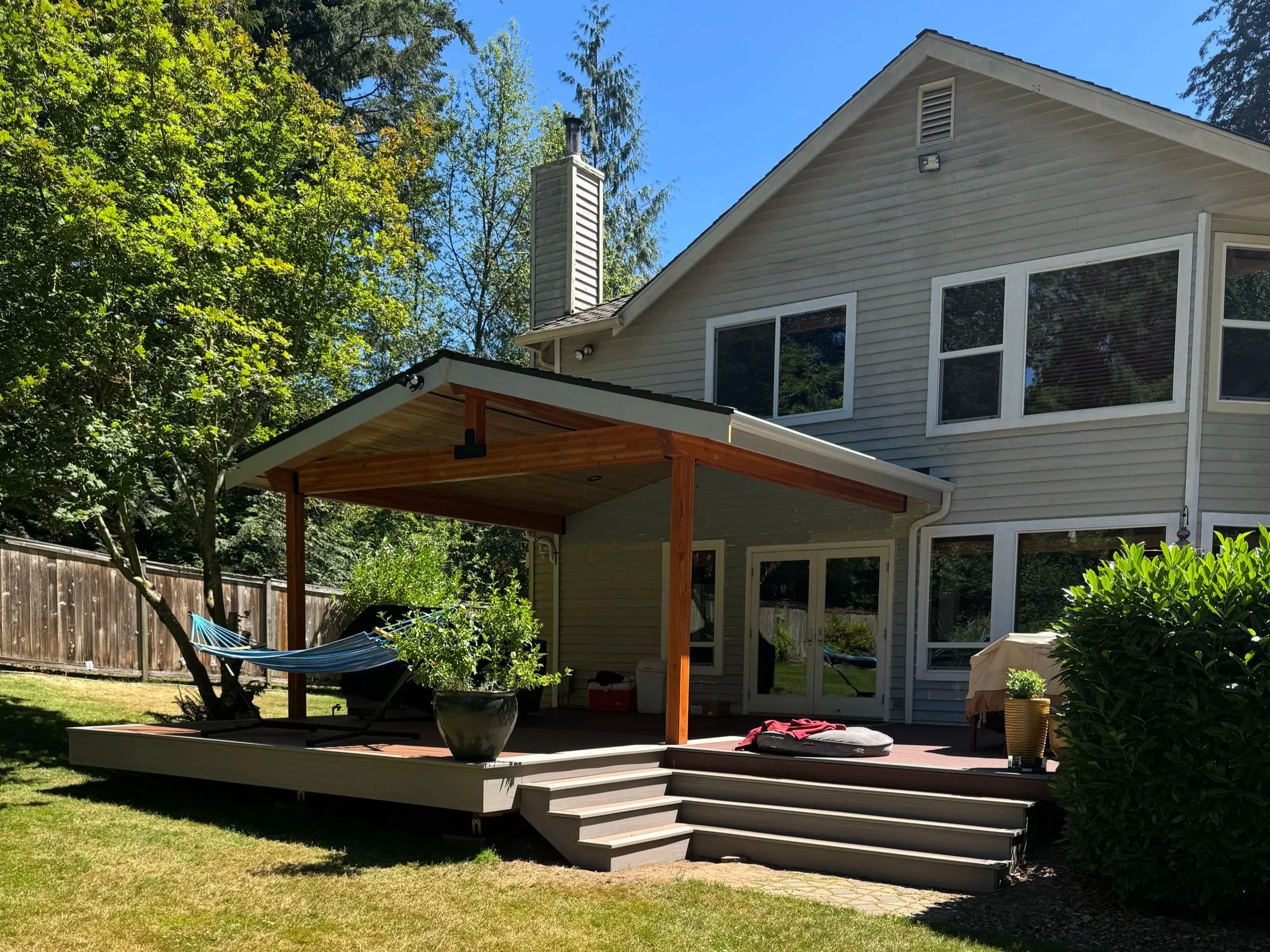 Attached Gable Cover with timbertech deck Endura Decking Co