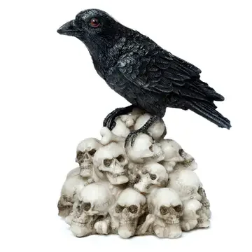 Gothic Raven and Skulls Sculpture