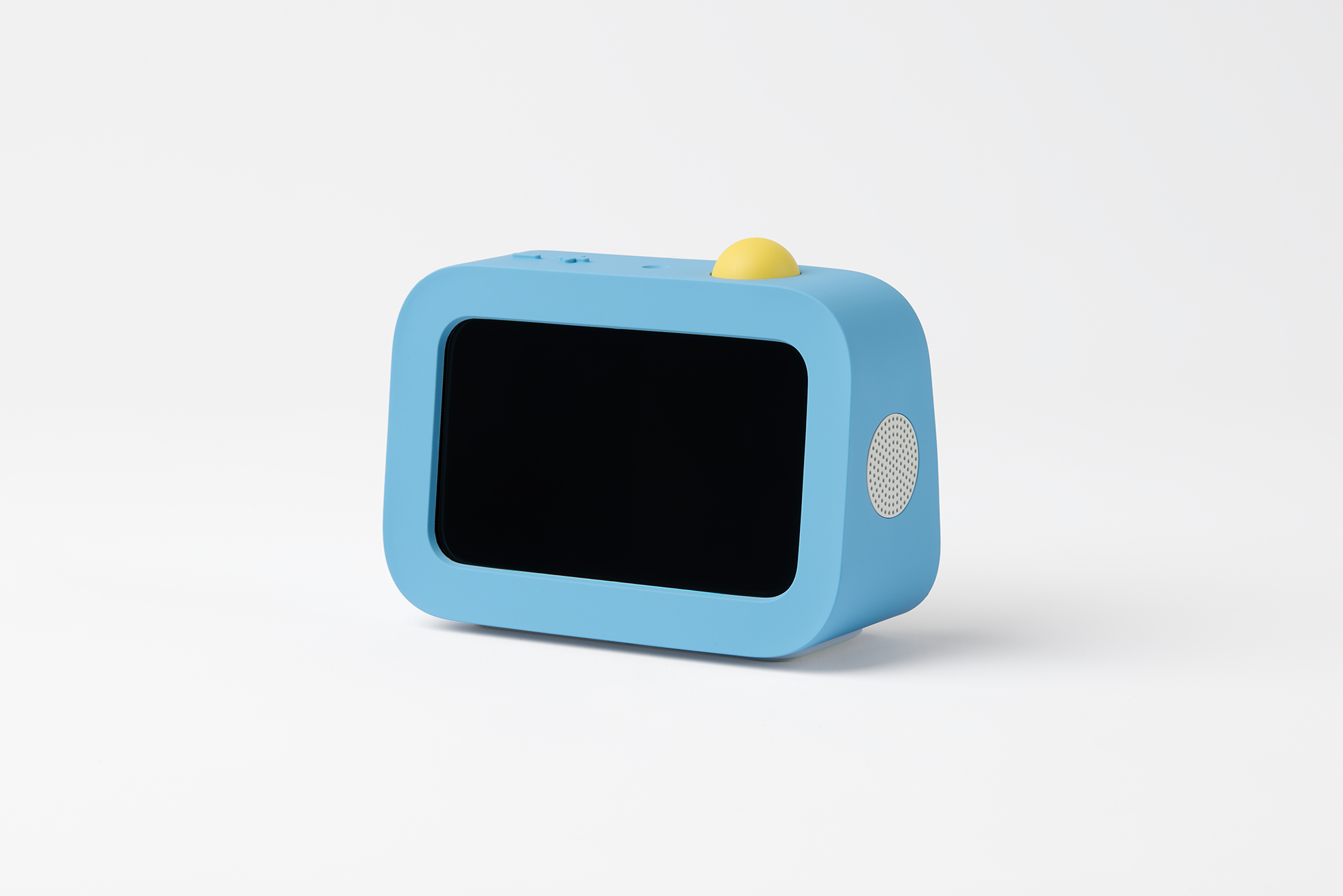 Blue Skylight Buddy device with screen and large yellow button
