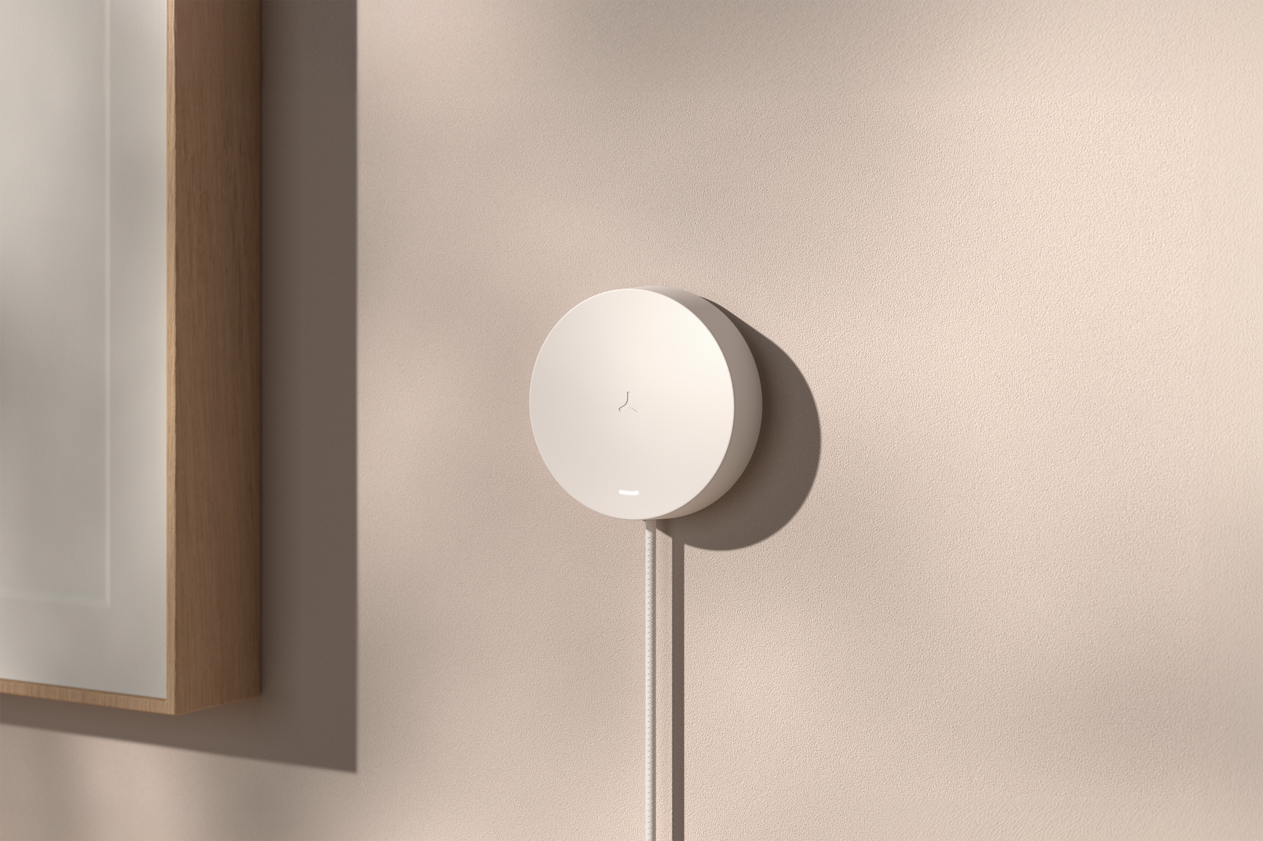 A white circular radar based tech product for office optimization.