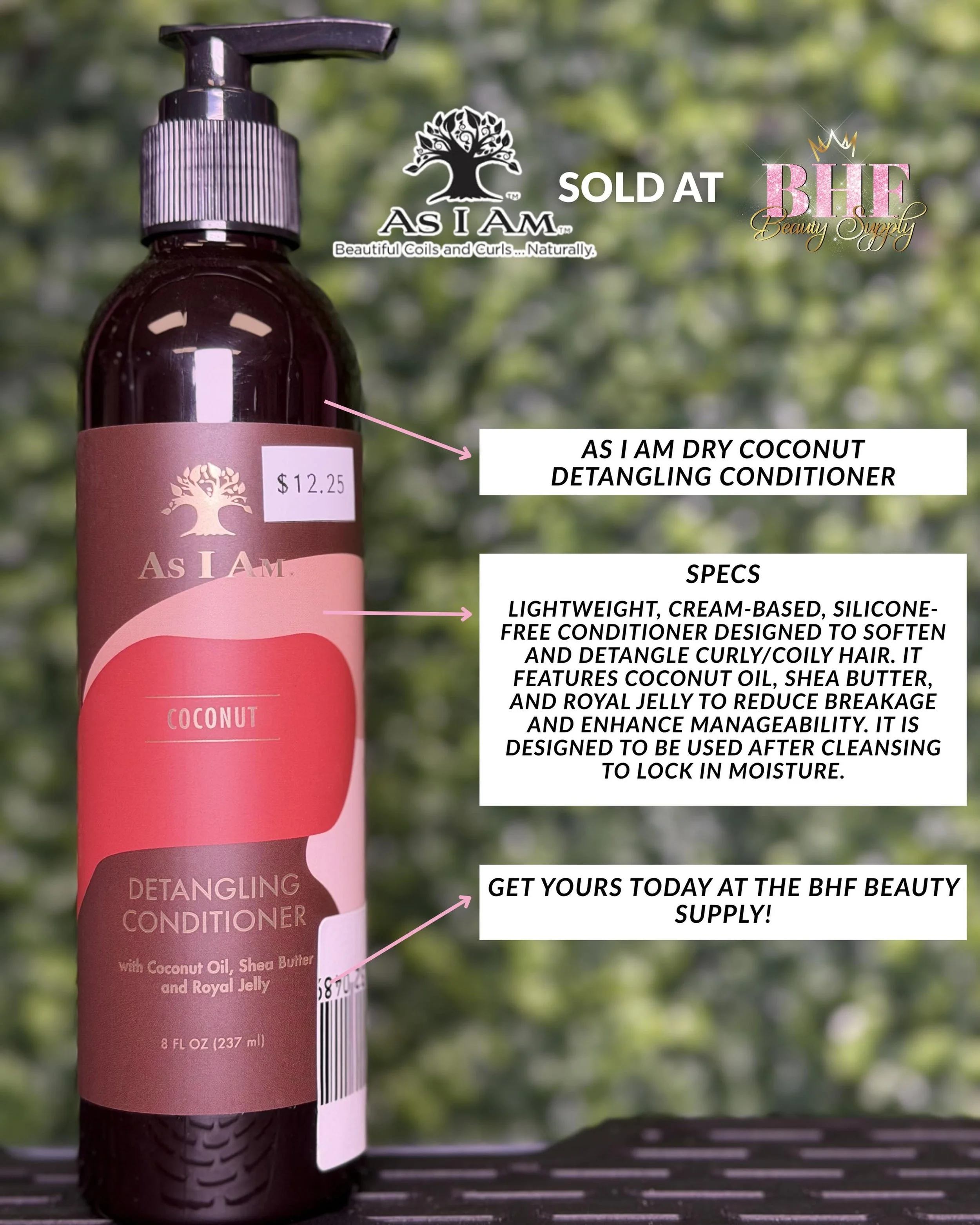 Having a hard time detailing your hair? ☹️😤

As I Am&rsquo;s Coconut Detangling Conditioner is just for YOU! Find it at the BHF Beauty Supply 💗

📍1825 S 9th St, Salina, KS 67401
&mdash;-
Follow @bhfbeautysupply 
&mdash;-
#beautysupplystore #salina