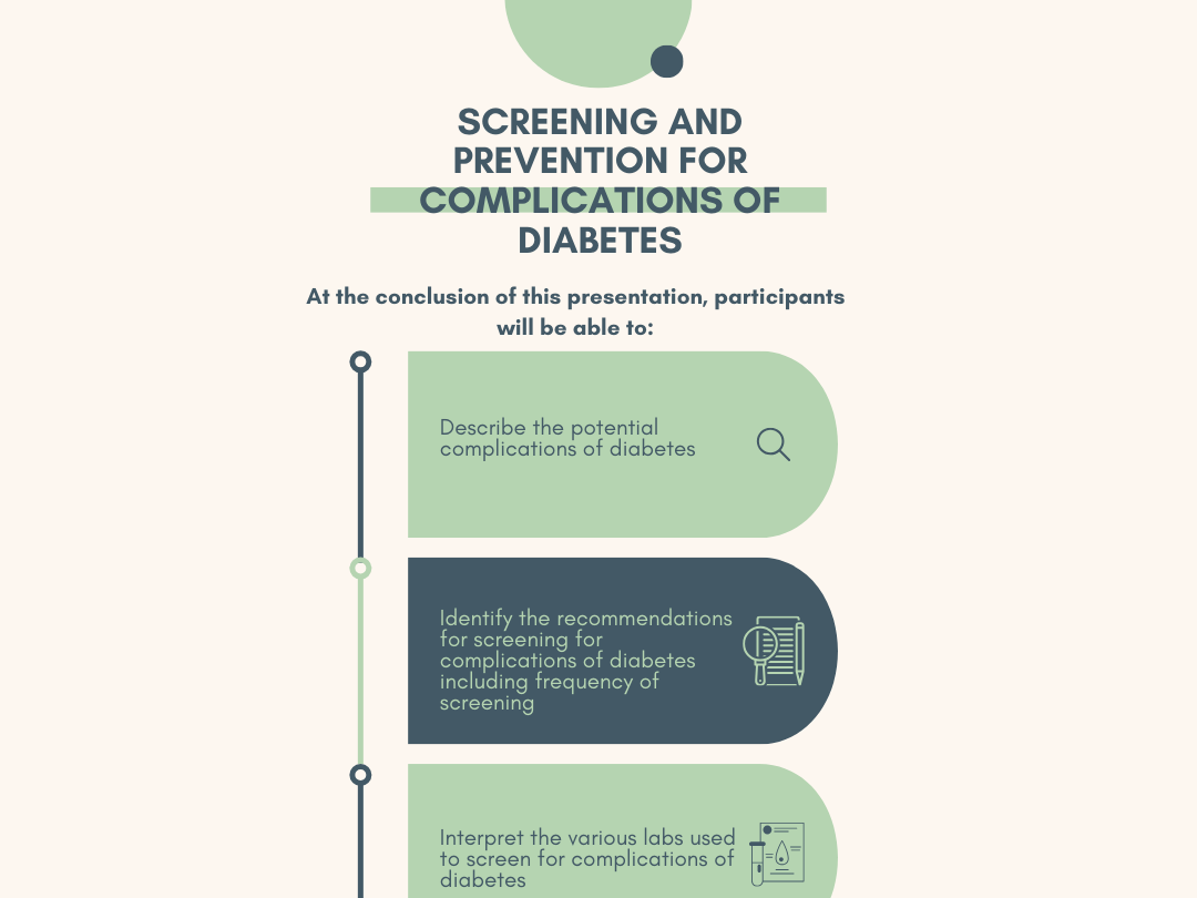 Screening and Prevention for Complications of Diabetes