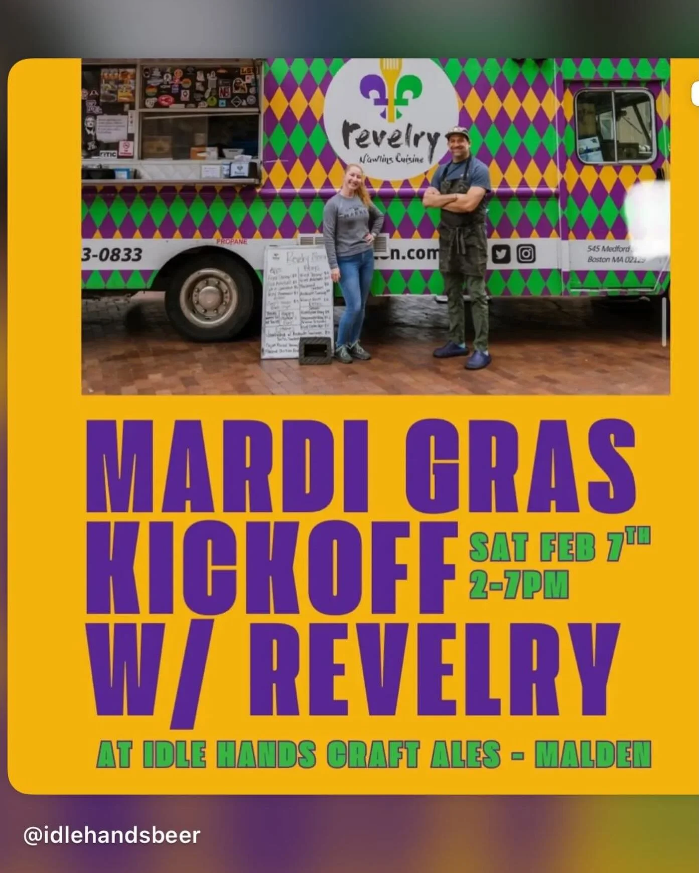 Back in action &amp; all healed up! Come kick off Mardi Gras Season with us at @idlehandsbeer on Sat starting at 2! We&rsquo;ll be doing an indoor pop-up to keep the party inside &amp; out the cold! We&rsquo;ll bring the King Cake &amp; the beads! Se