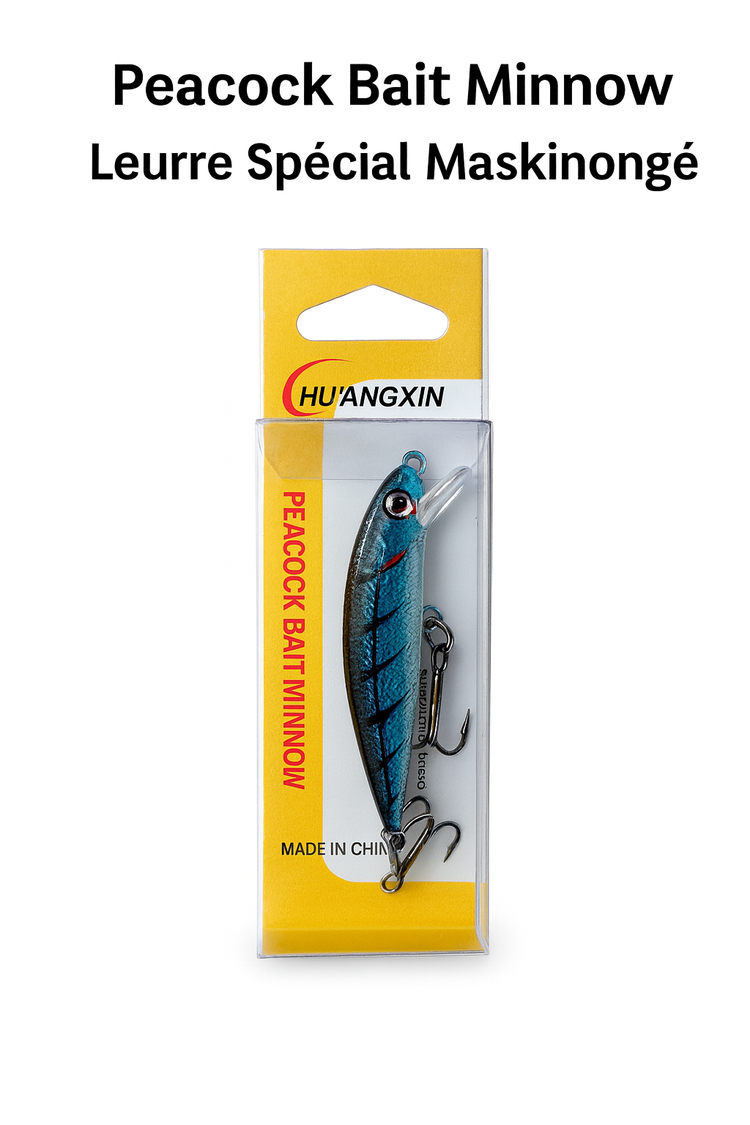 “Peacock Bait Minnow – Leurre Spécial Maskinongé & Gros Brochet”