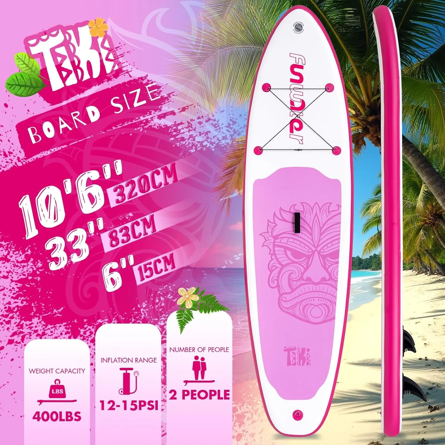 Paddleboard Gonflable Tiki Funwater Rose 2026