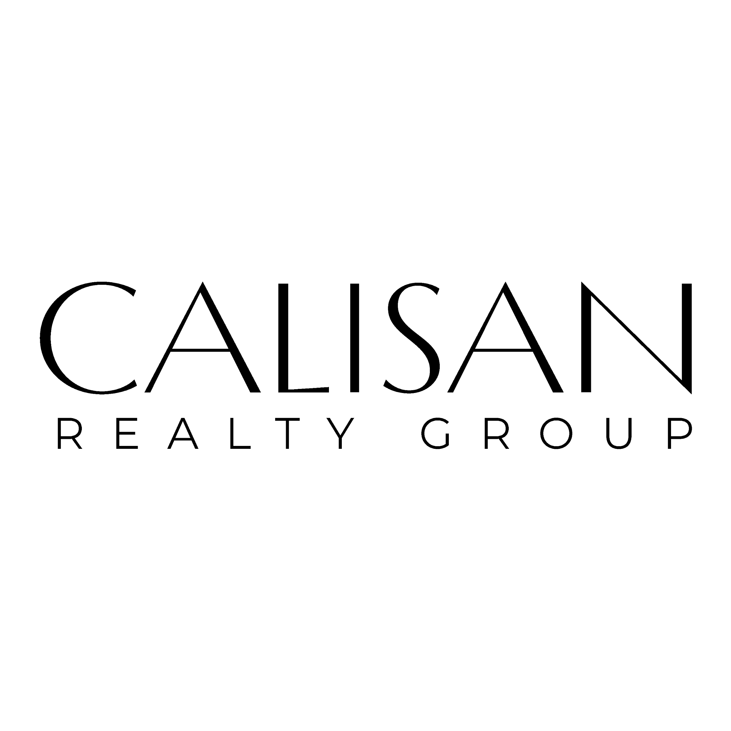 Logo for Calisan Realty Group in black and white with stylish modern font.