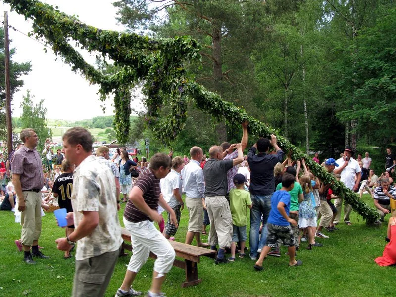  ... resning av midsommarstång ... 