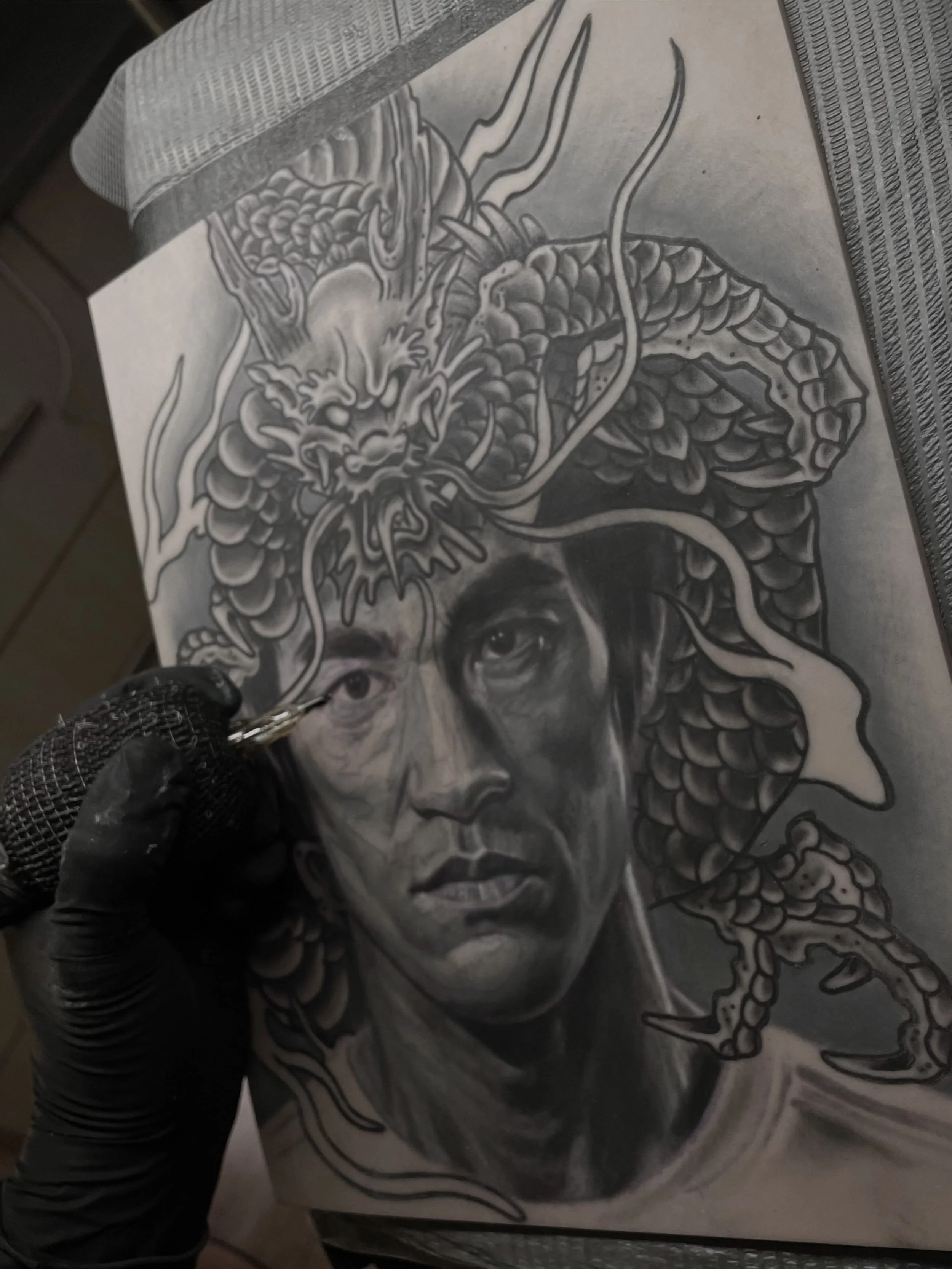 Today&rsquo;s portrait study: Bruce Lee 🐉 
20 hours in, and still going. 
 
Taking on custom pieces like this is the BEST. There&rsquo;s something about studying the subject, building the composition, and create something that feels completely uniqu