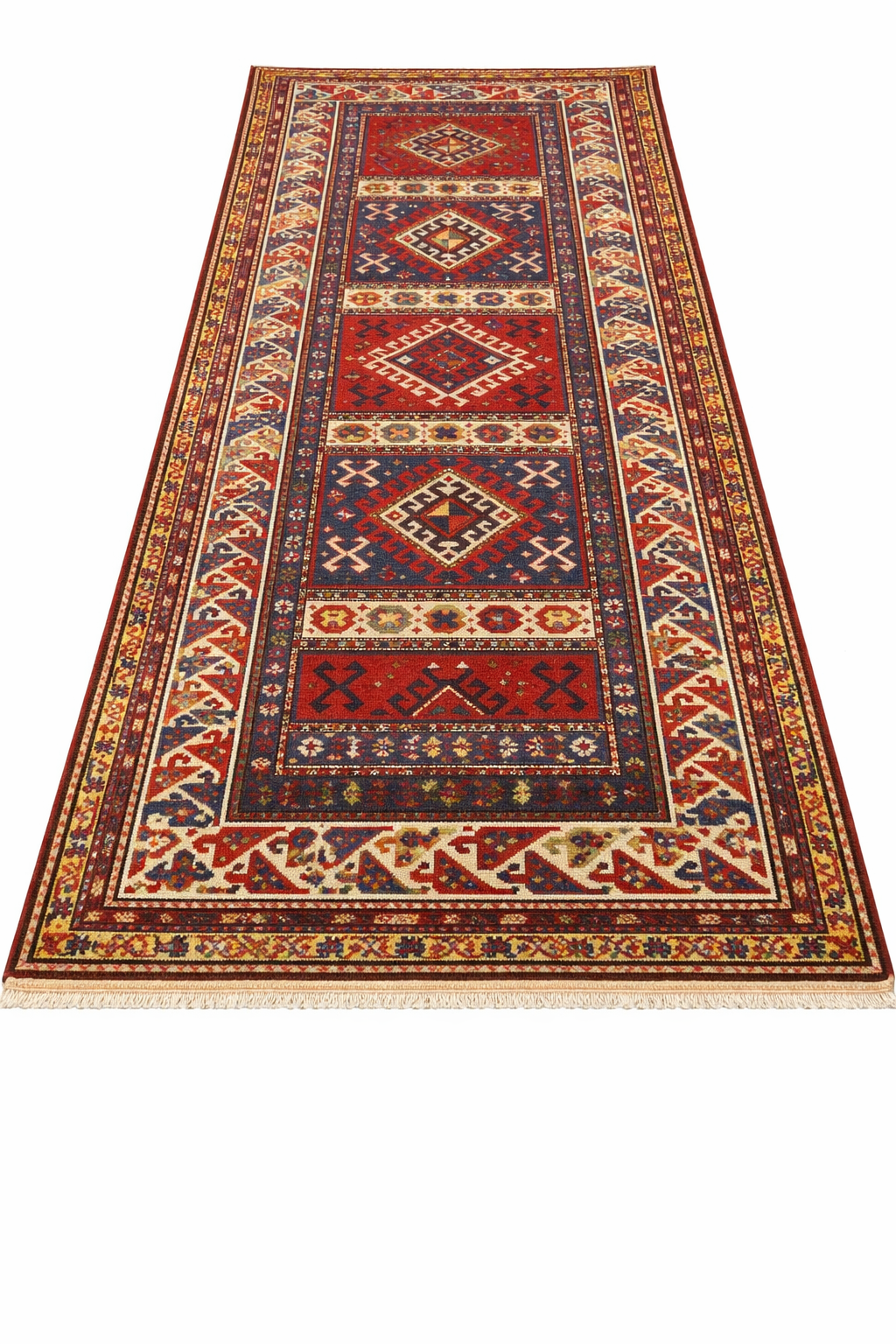 Circa 1900 Handmade Kazak Runner Rug