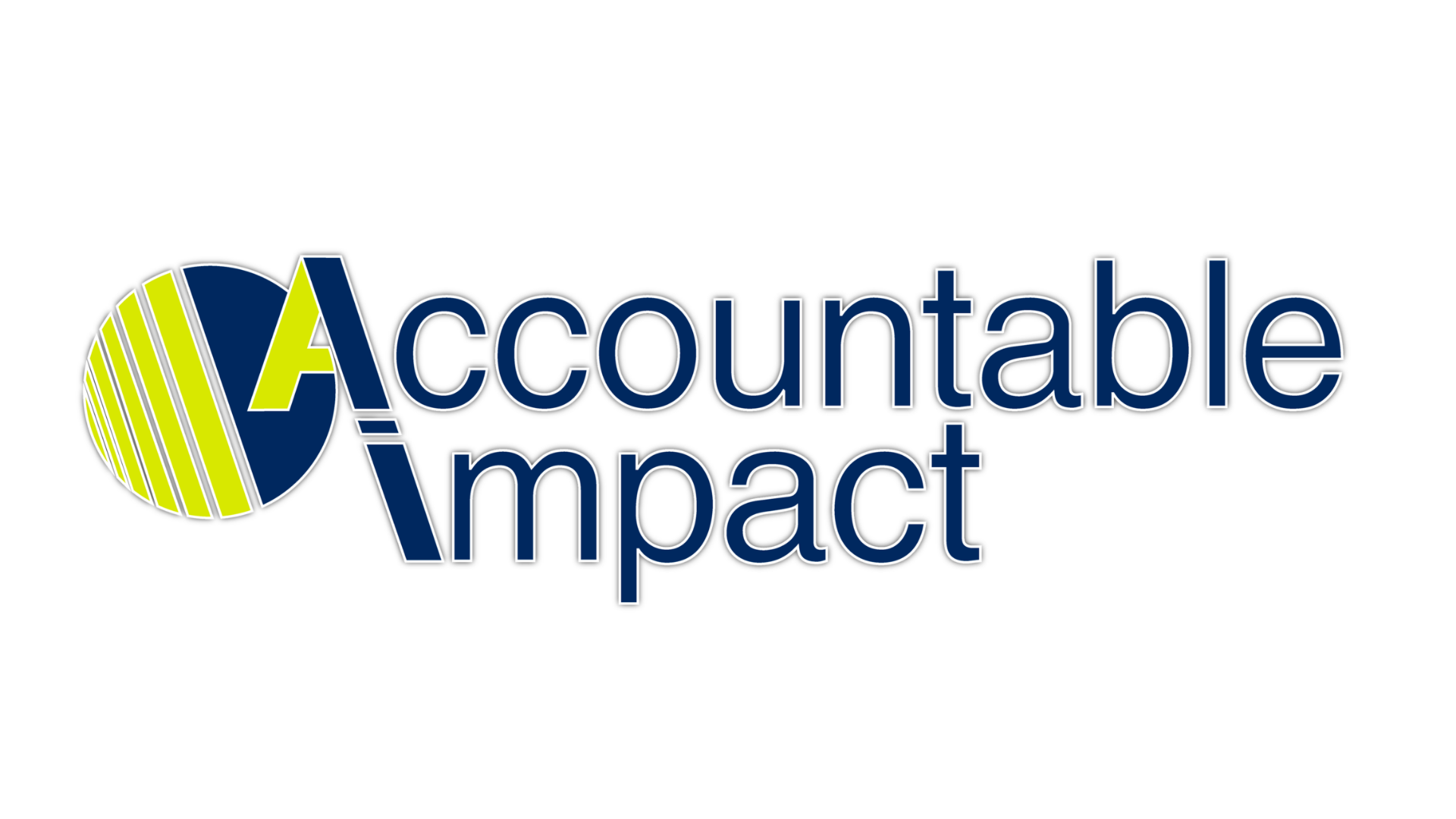 The logo for 'Accountable Impact' with a stylized globe and the text 'Accountable Impact' in navy blue and lime green.