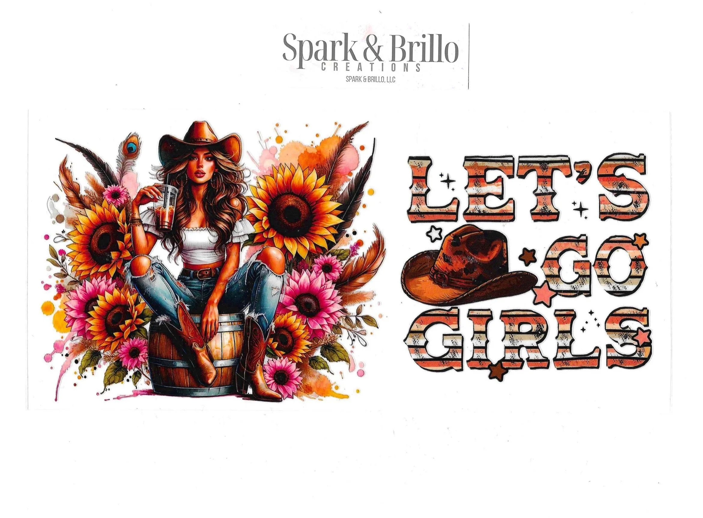 Western Let's Go Girls!-  16 OZ  UV DTF Wraps