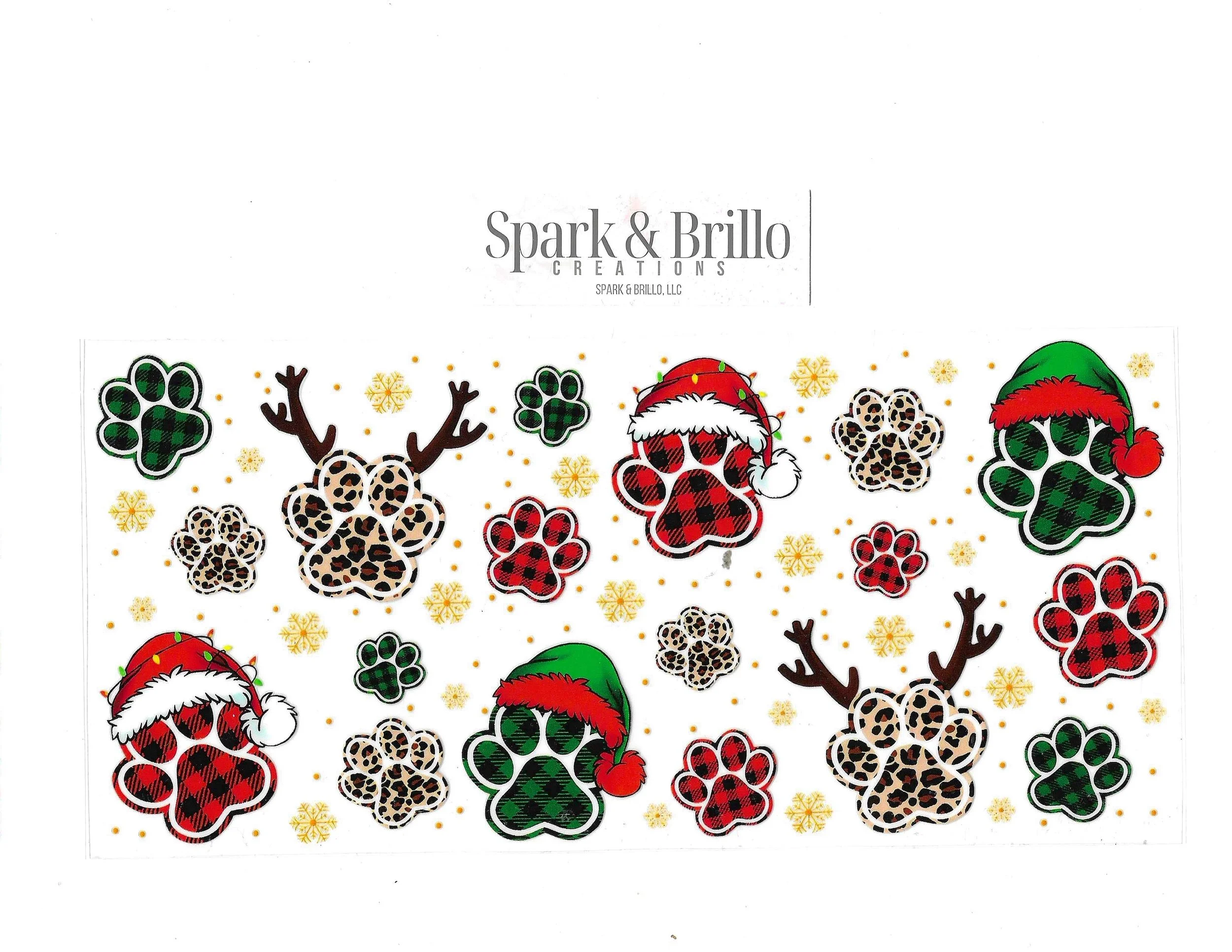Christmas Paws 29- 16 Oz. UV DTF Cup Transfers