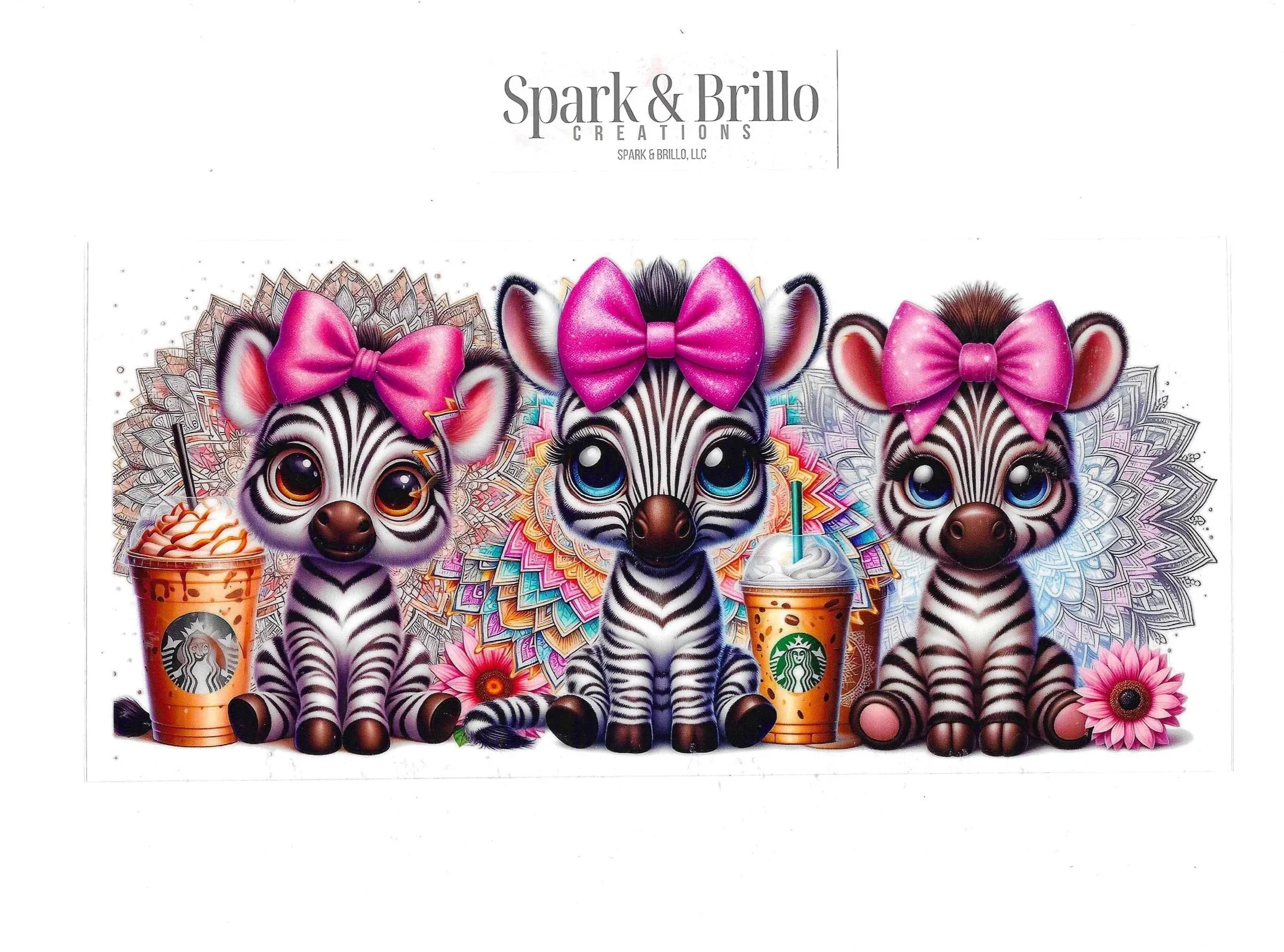 Animals: Zebra  | Coffee - 16 OZ UV DTF Cup Wraps