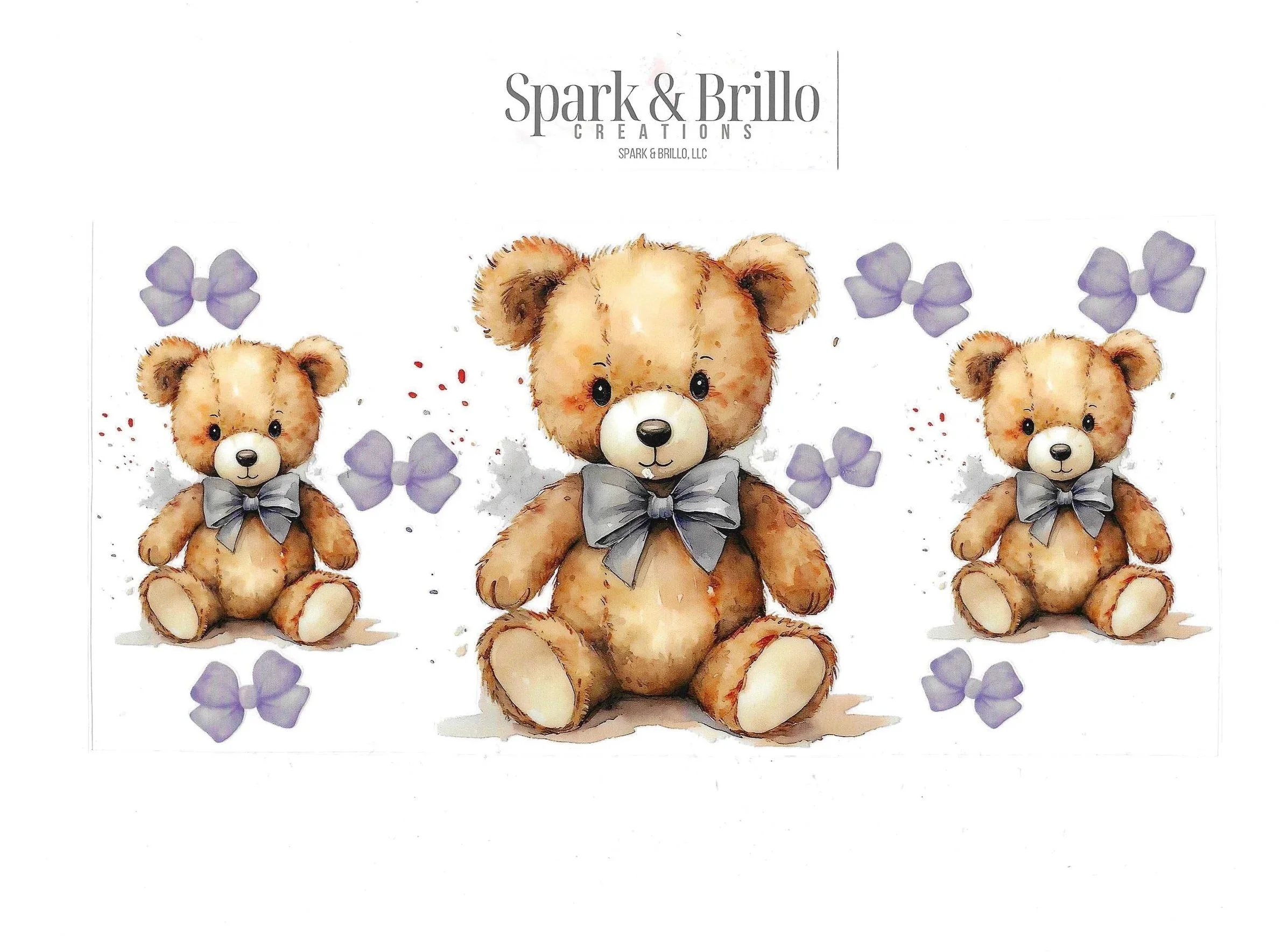 Bear and Bows  - 16 Oz UV DTF Wraps