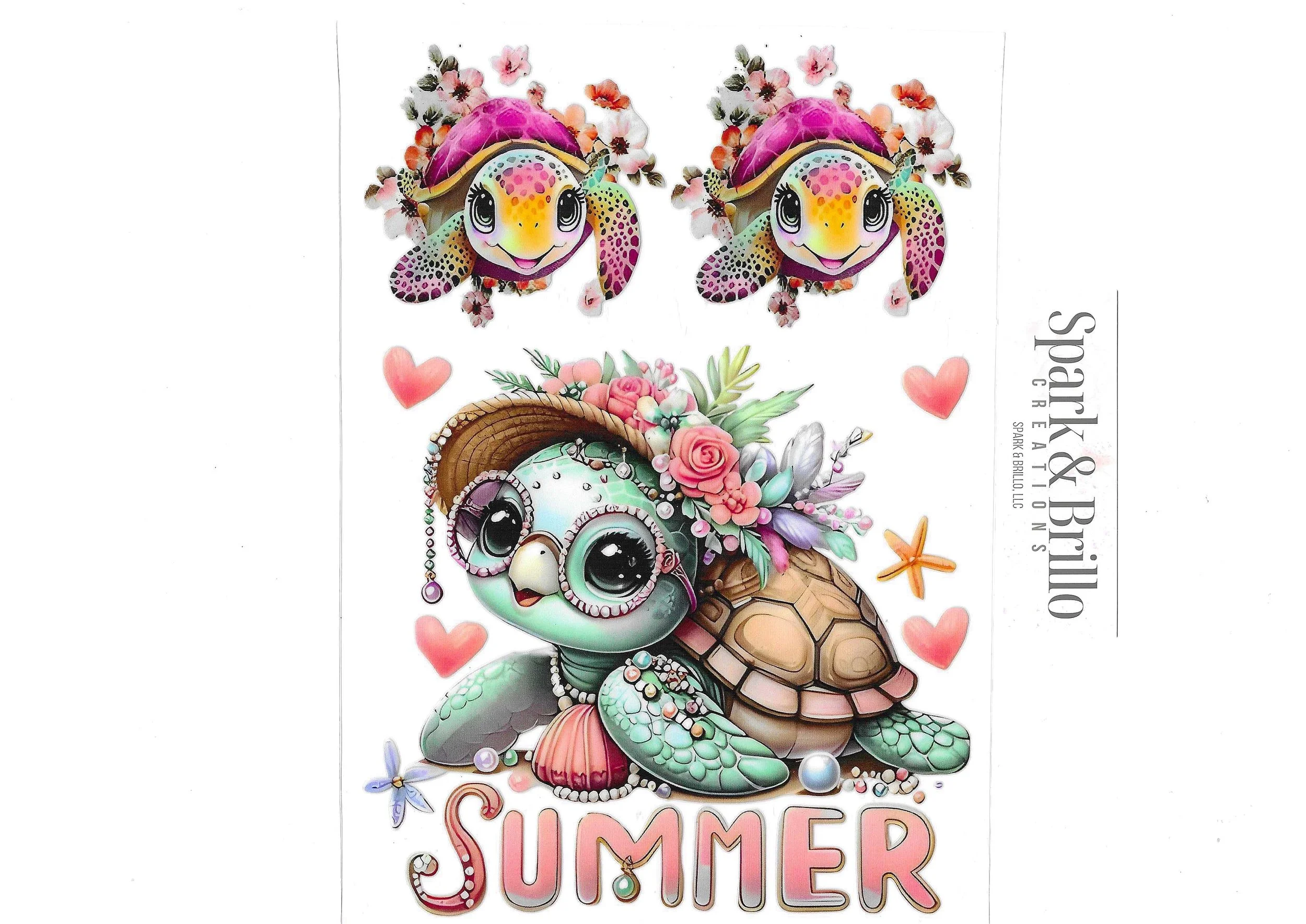 Turtles Summer - A5 Notebooks UV DTF Transfers