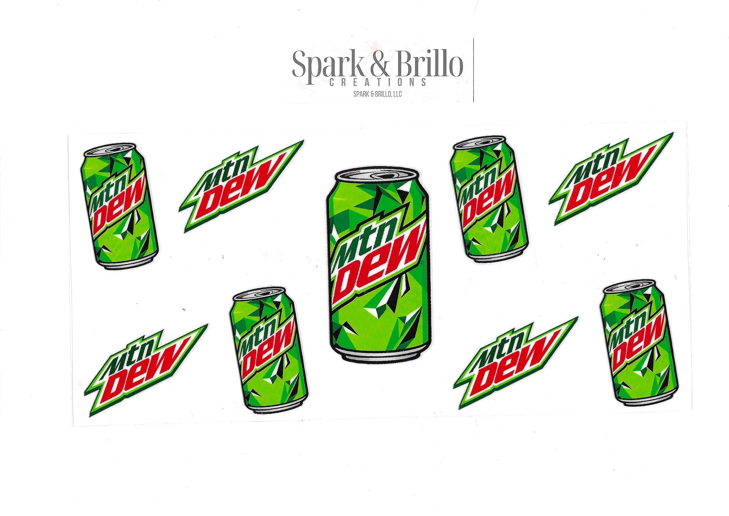 Mountain Dew Sodas -  16 OZ  UV DTF Wraps