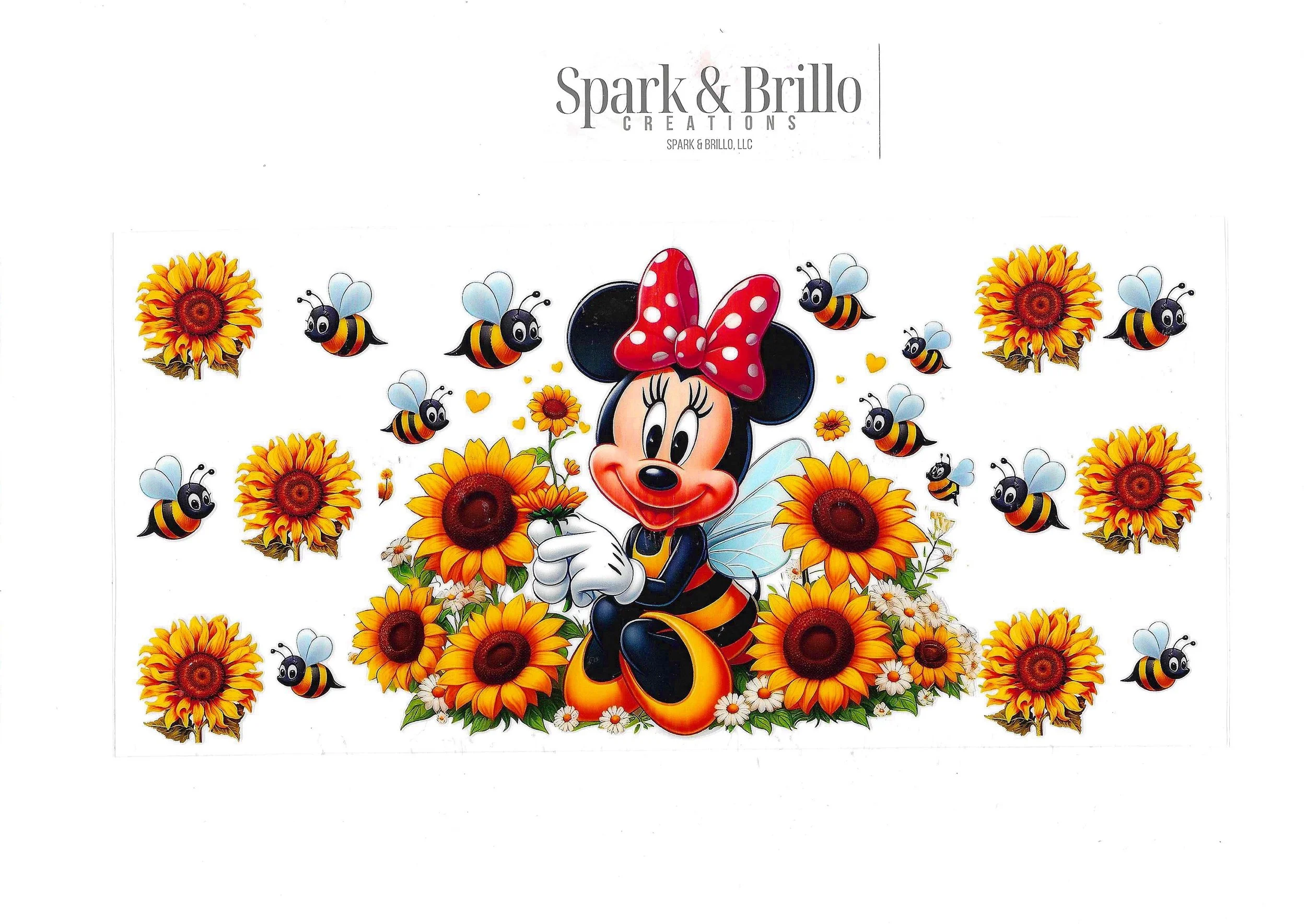 Girl Mouse Bee & Sunflowers- 16 Oz. UV DTF Cup Wraps