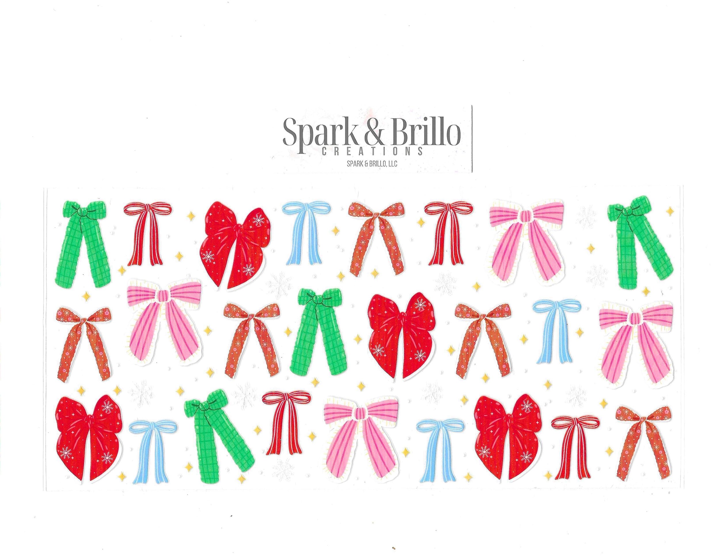 Christmas Bows #31 - 16 Oz. UV DTF Cup Transfers
