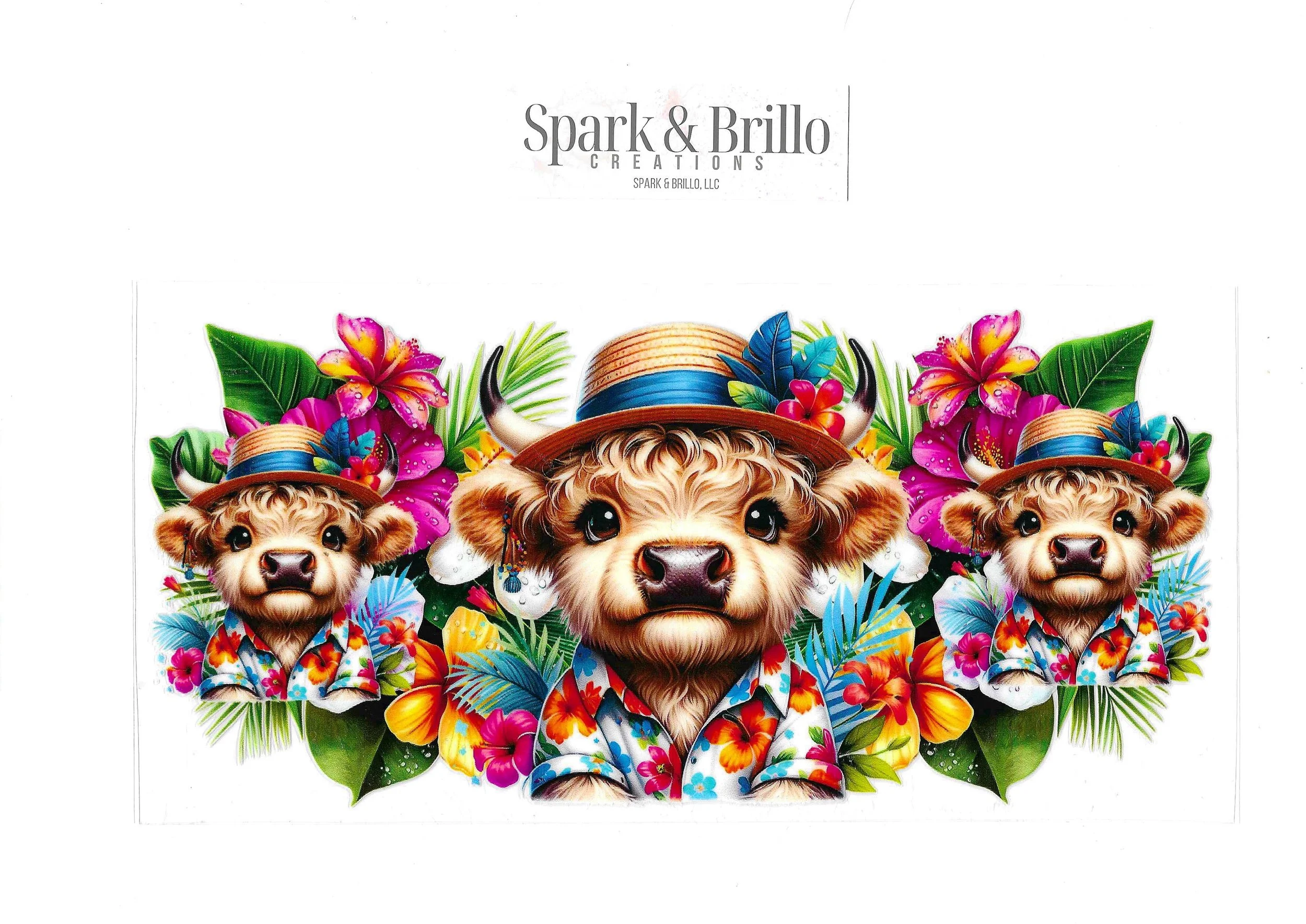 Summer Highland Cows -  16 OZ  UV DTF Wraps