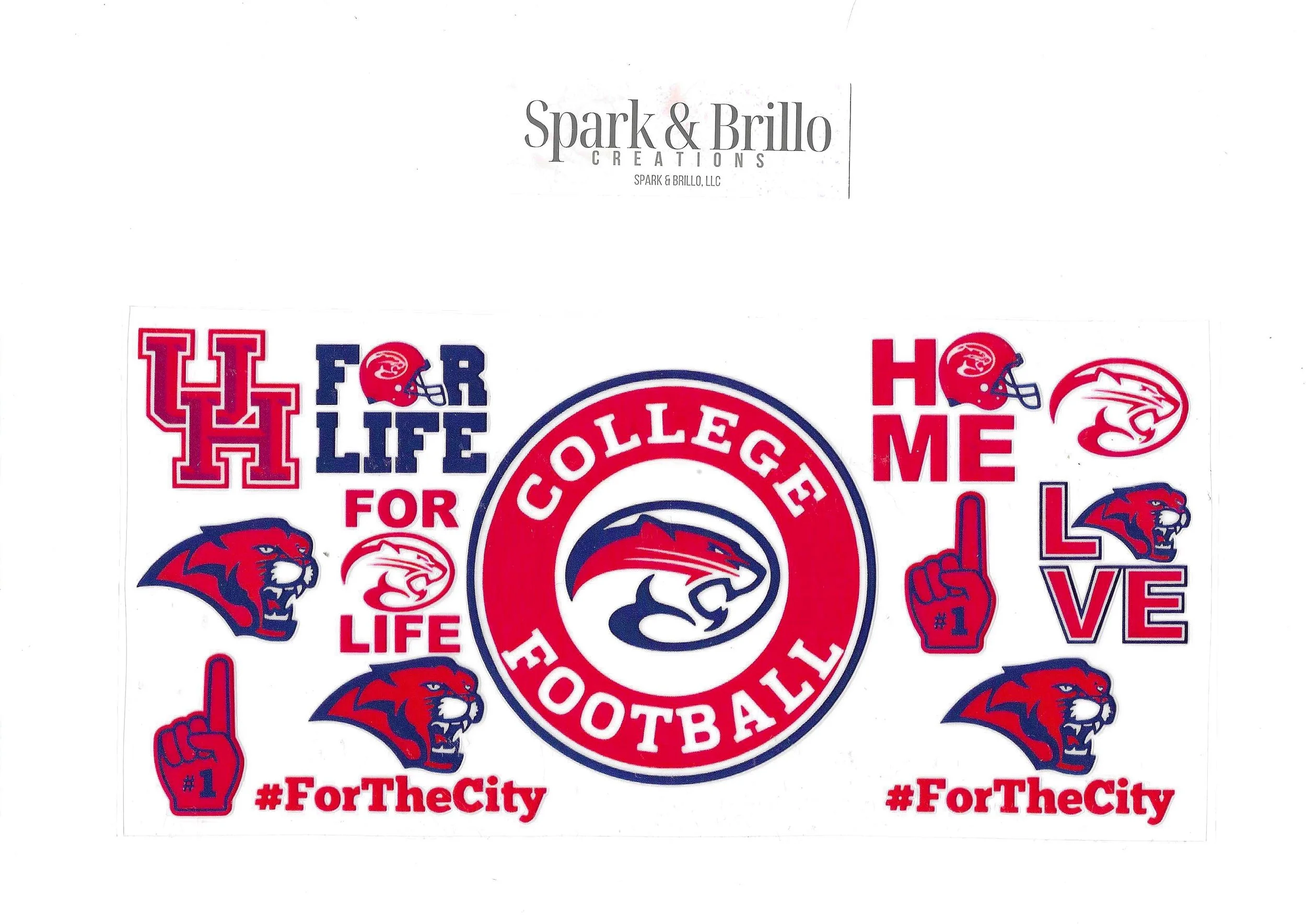 College Football HOU Cougars - 16 oz UV DTF Wraps