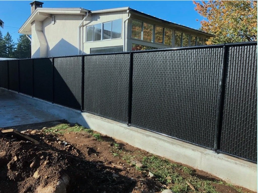 Black SlatMaster chainlink fencing in Skagit Valley Washington